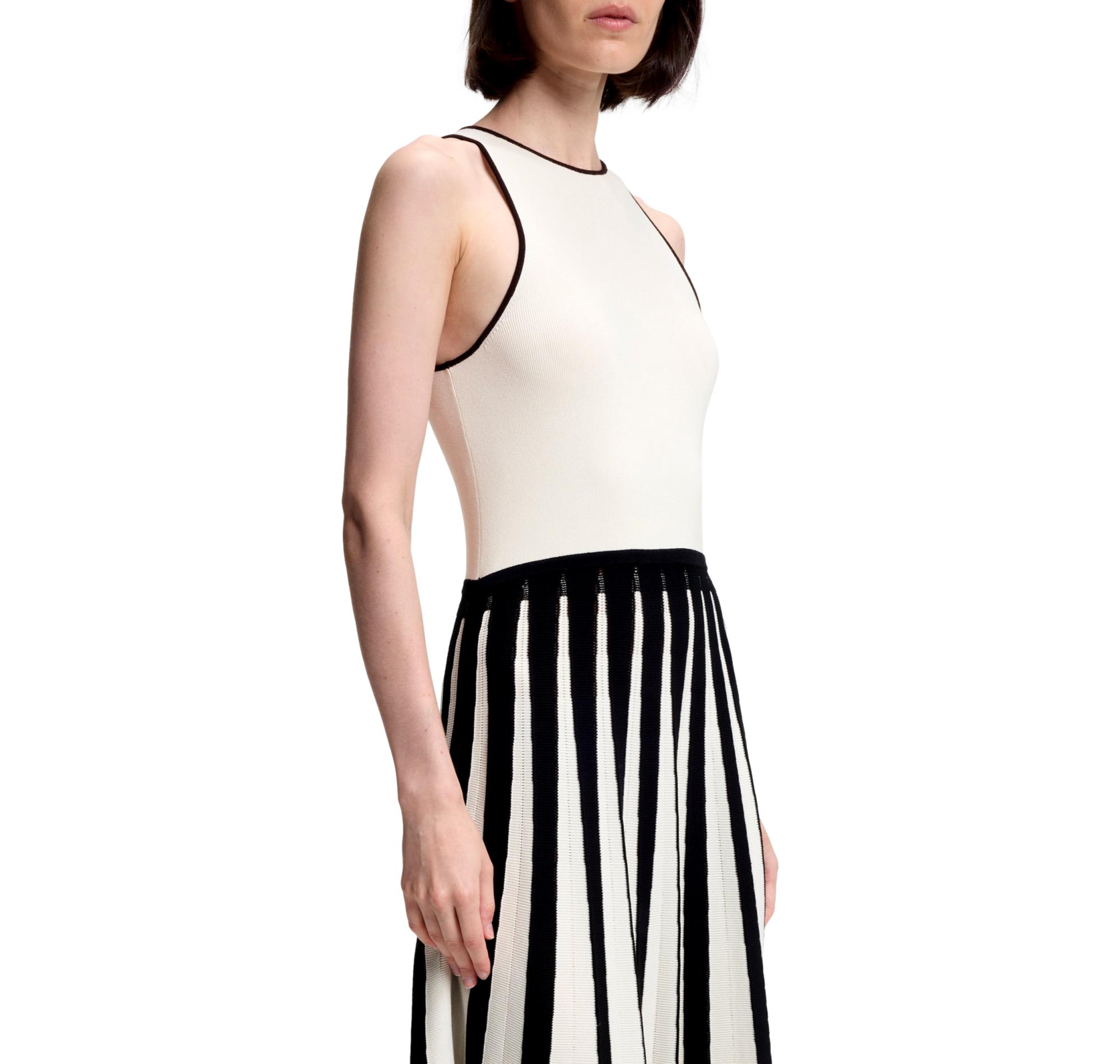 BOSS Abito Donna Con Gonna Plissettata Bicolore Falendula 50553253 Colore Avorio Nero 962