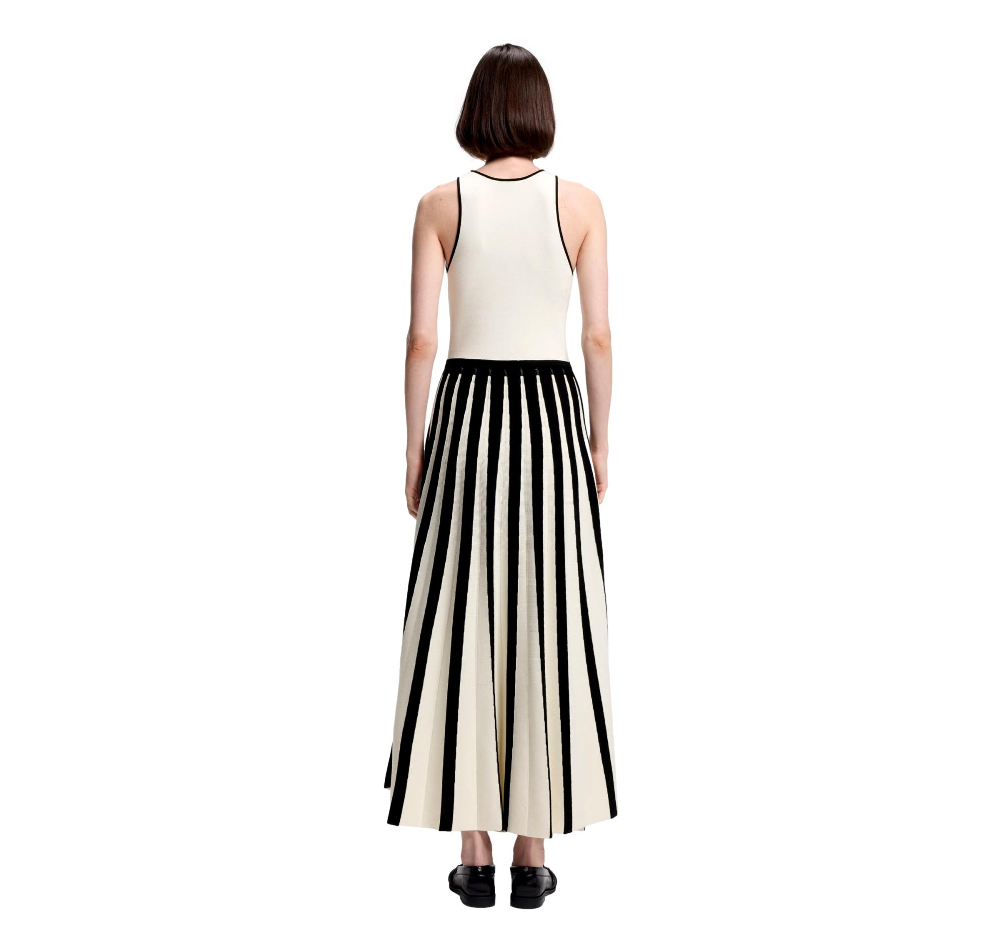 BOSS Abito Donna Con Gonna Plissettata Bicolore Falendula 50553253 Colore Avorio Nero 962