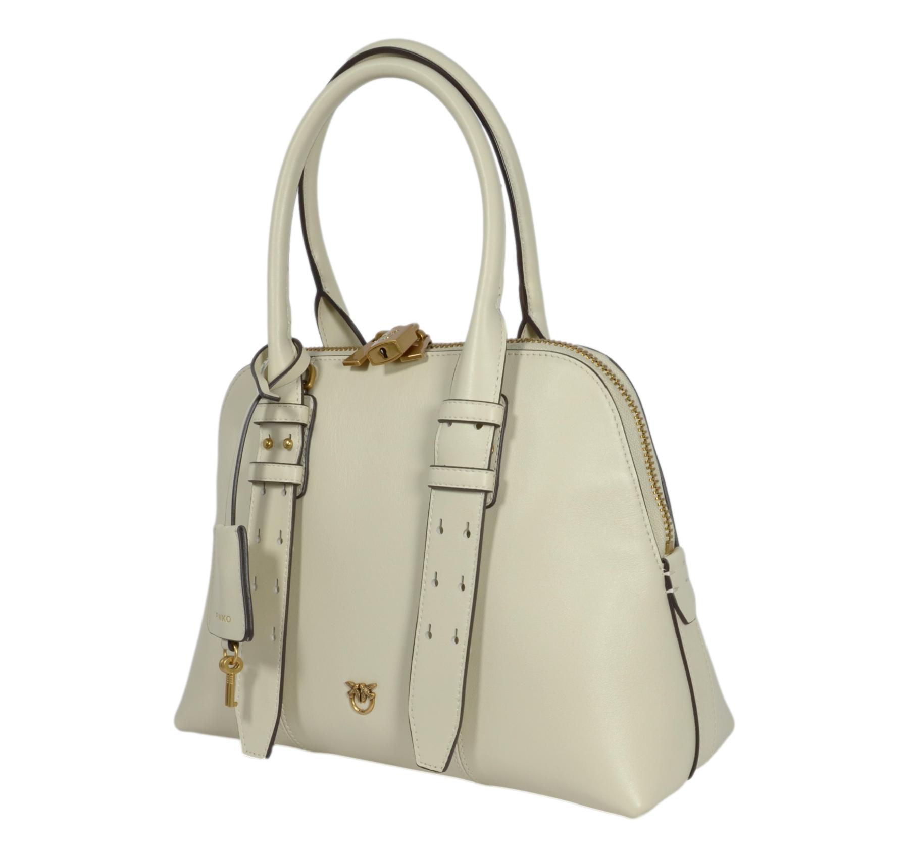 PINKO Borsa Donna Bowling Bag Medium Vitello Morbido 105906 Colore Bianco Z14Q