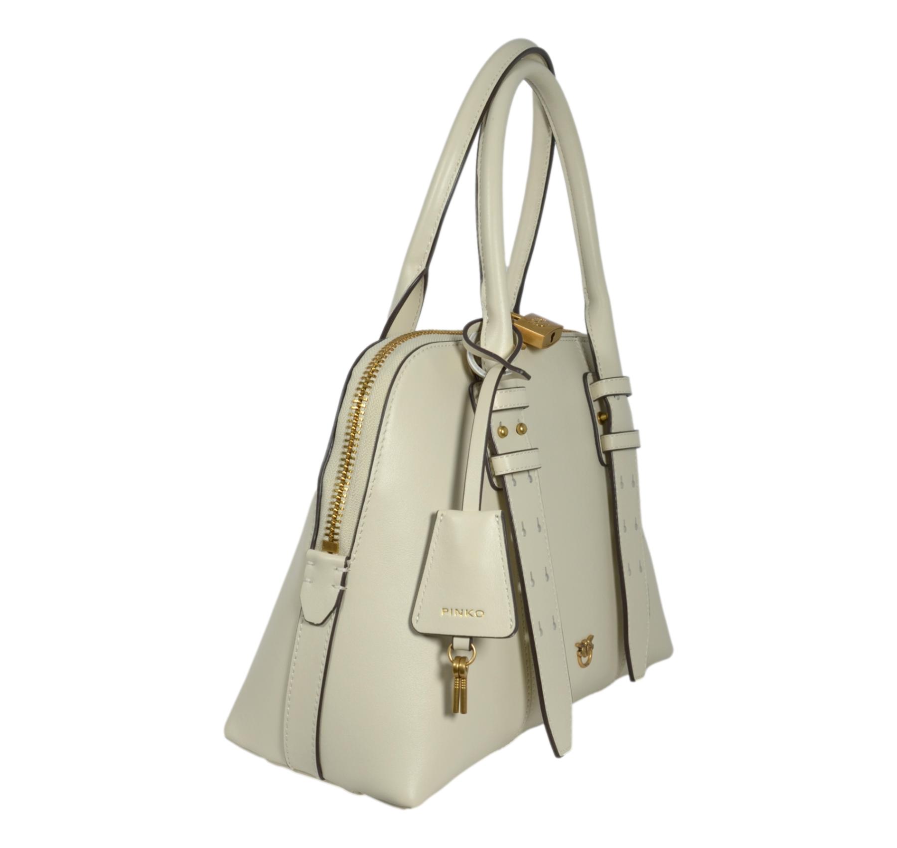 PINKO Borsa Donna Bowling Bag Medium Vitello Morbido 105906 Colore Bianco Z14Q