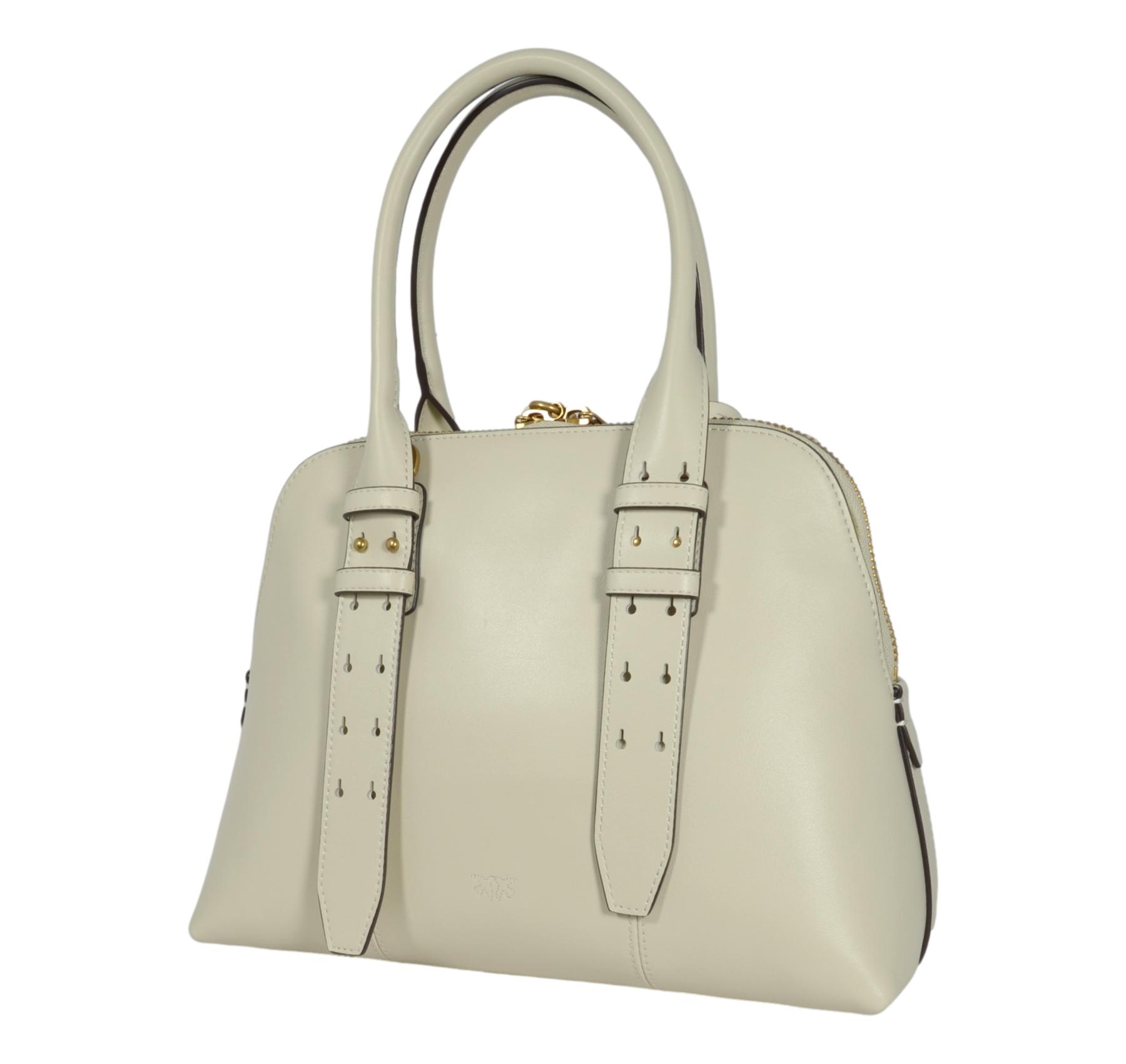 PINKO Borsa Donna Bowling Bag Medium Vitello Morbido 105906 Colore Bianco Z14Q