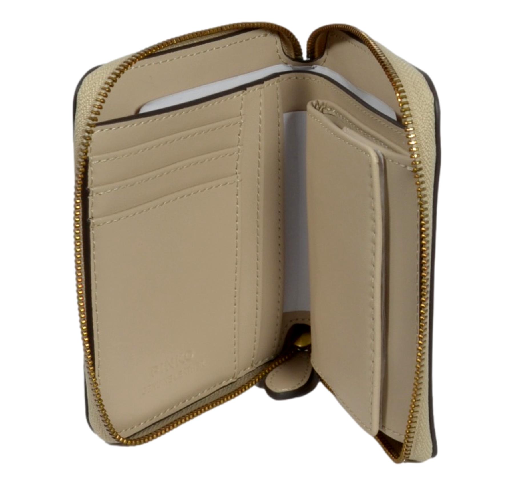 PINKO Portafoglio Donna Taylor Zip Around Vitello Seta 100249 Colore Beige C50Q