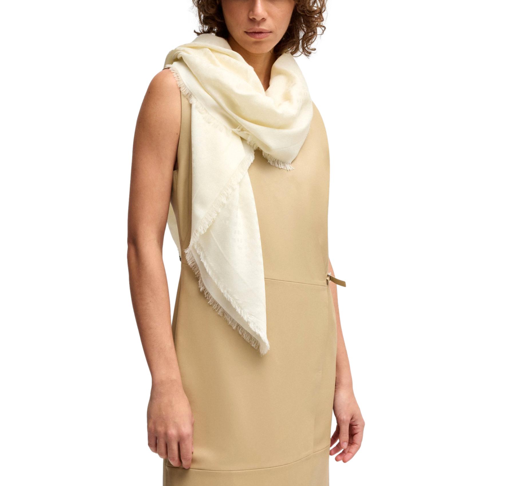 BOSS Sciarpa Donna Jacquard Monogram Ledonia 120x120 50517733 Colore Avorio 118