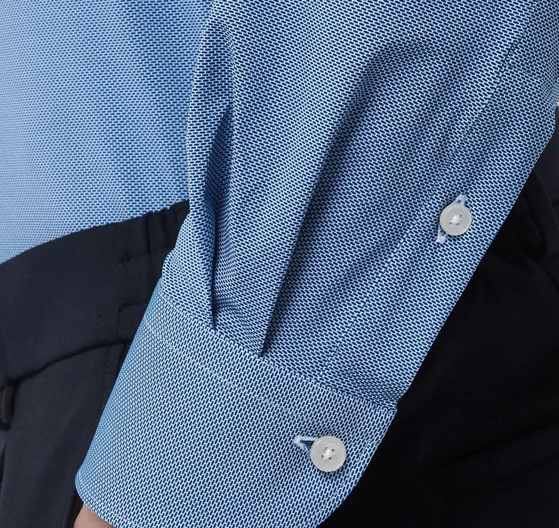 Camicia Uomo Collo Francese Piccolo Armaturata Blu Slim Fit Active EVOLUTION 11460043