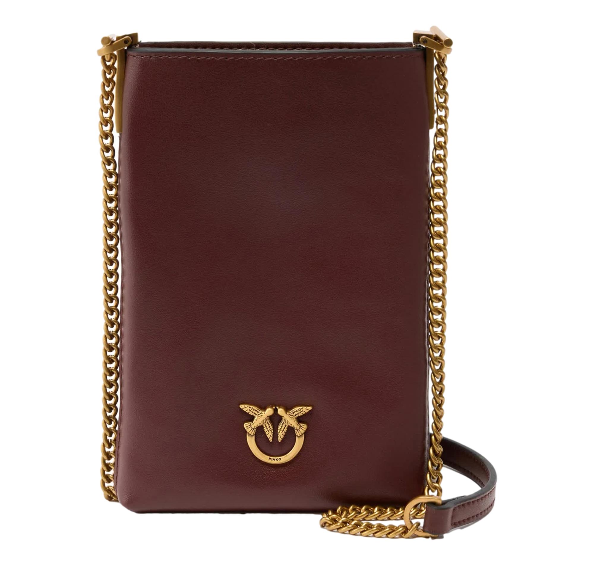 PINKO Porta cellulare Donna In Pelle Con Catenella 106403 Colore Burgundy Wine R49Q