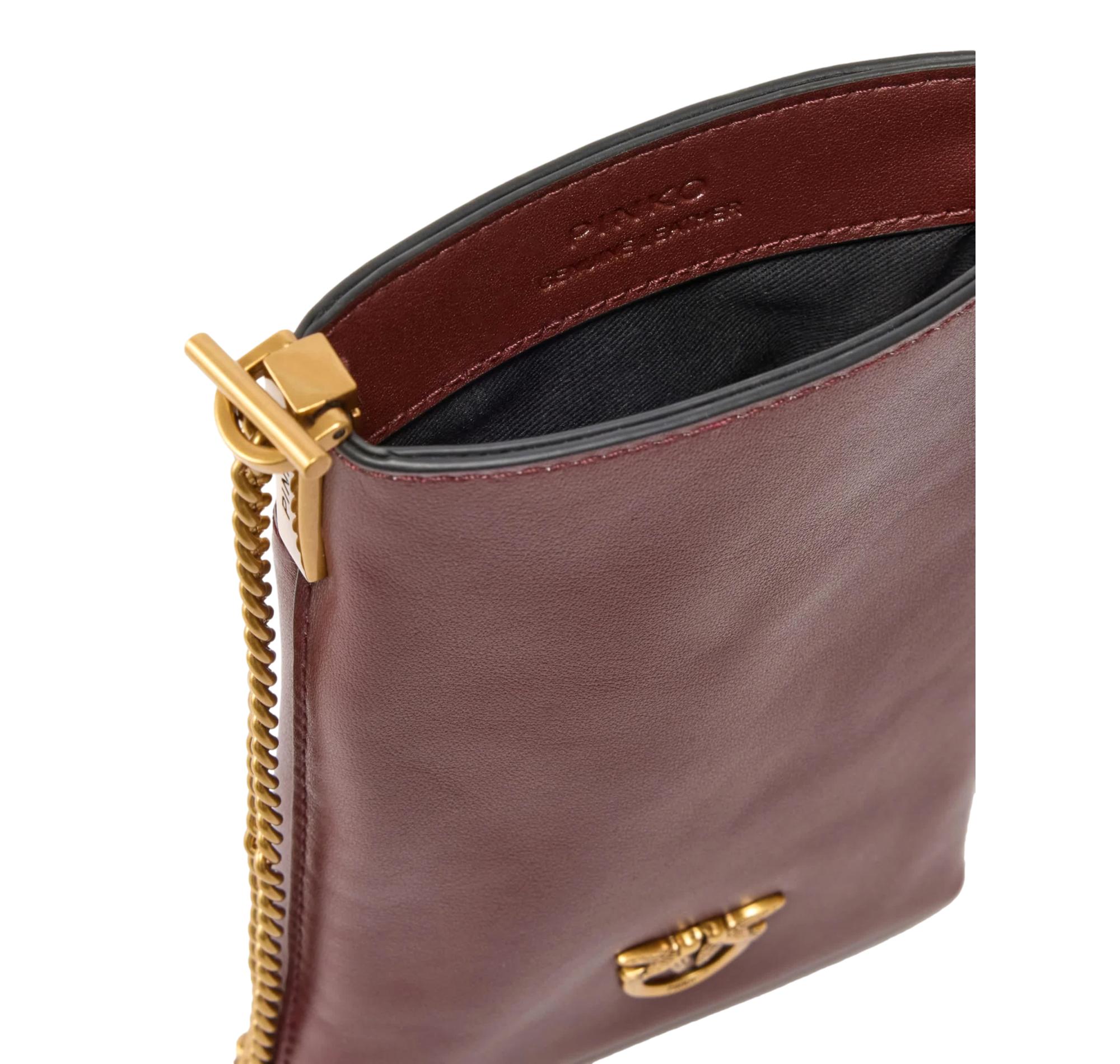 PINKO Porta cellulare Donna In Pelle Con Catenella 106403 Colore Burgundy Wine R49Q