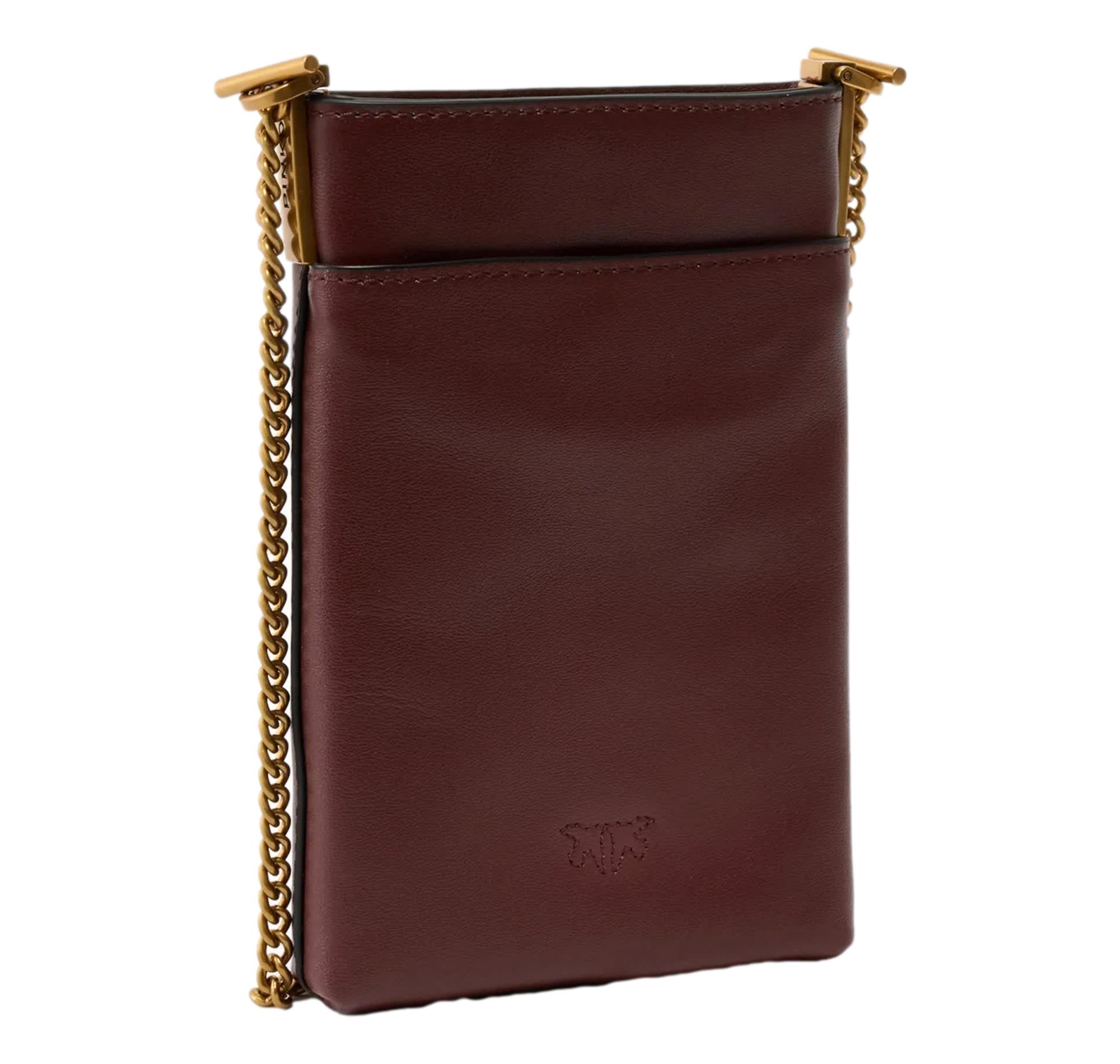 PINKO Porta cellulare Donna In Pelle Con Catenella 106403 Colore Burgundy Wine R49Q