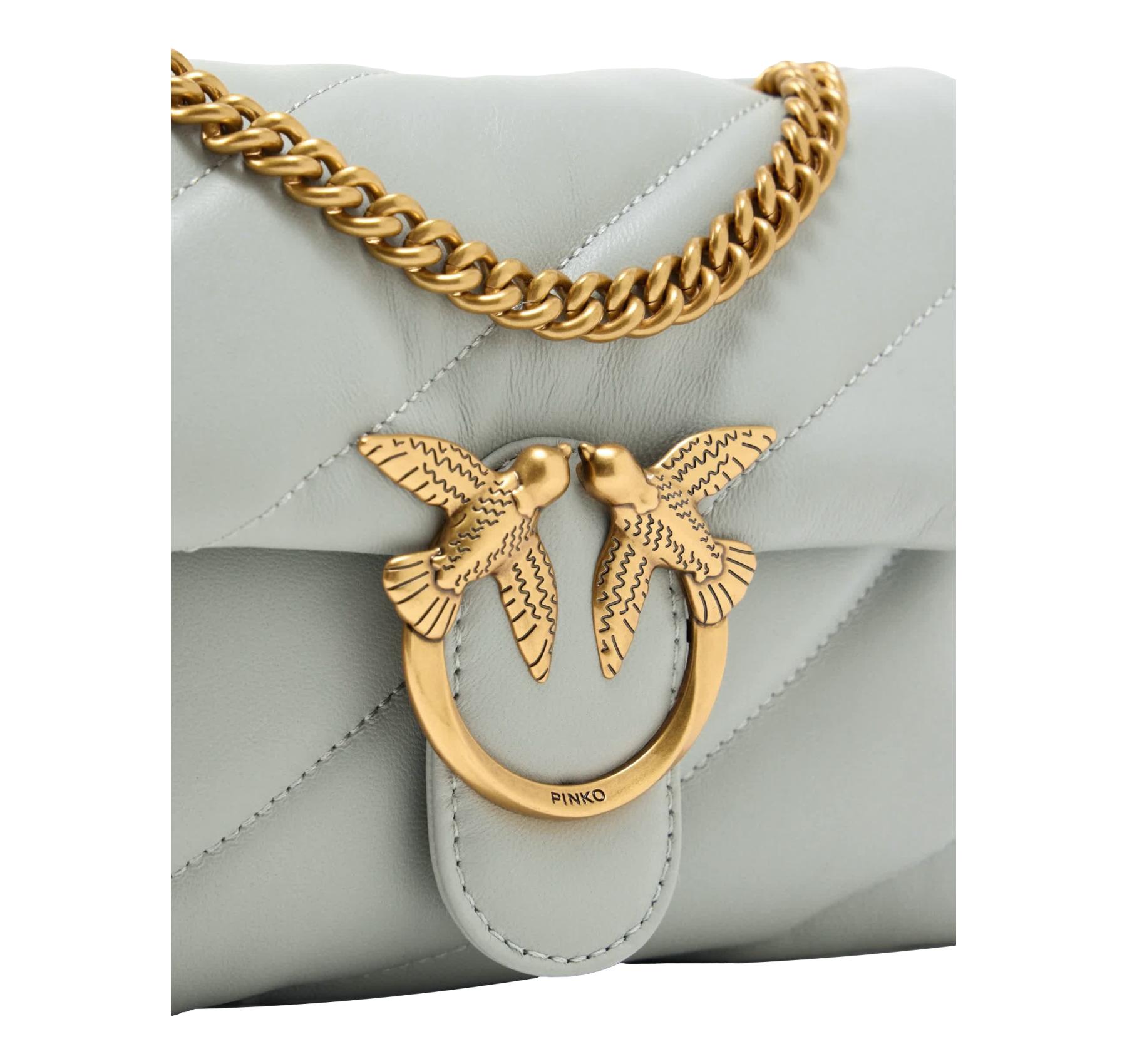 PINKO Borsa Donna Love Puff Mini Cl Sheep Nappa 100039 Grigio Perla K32Q