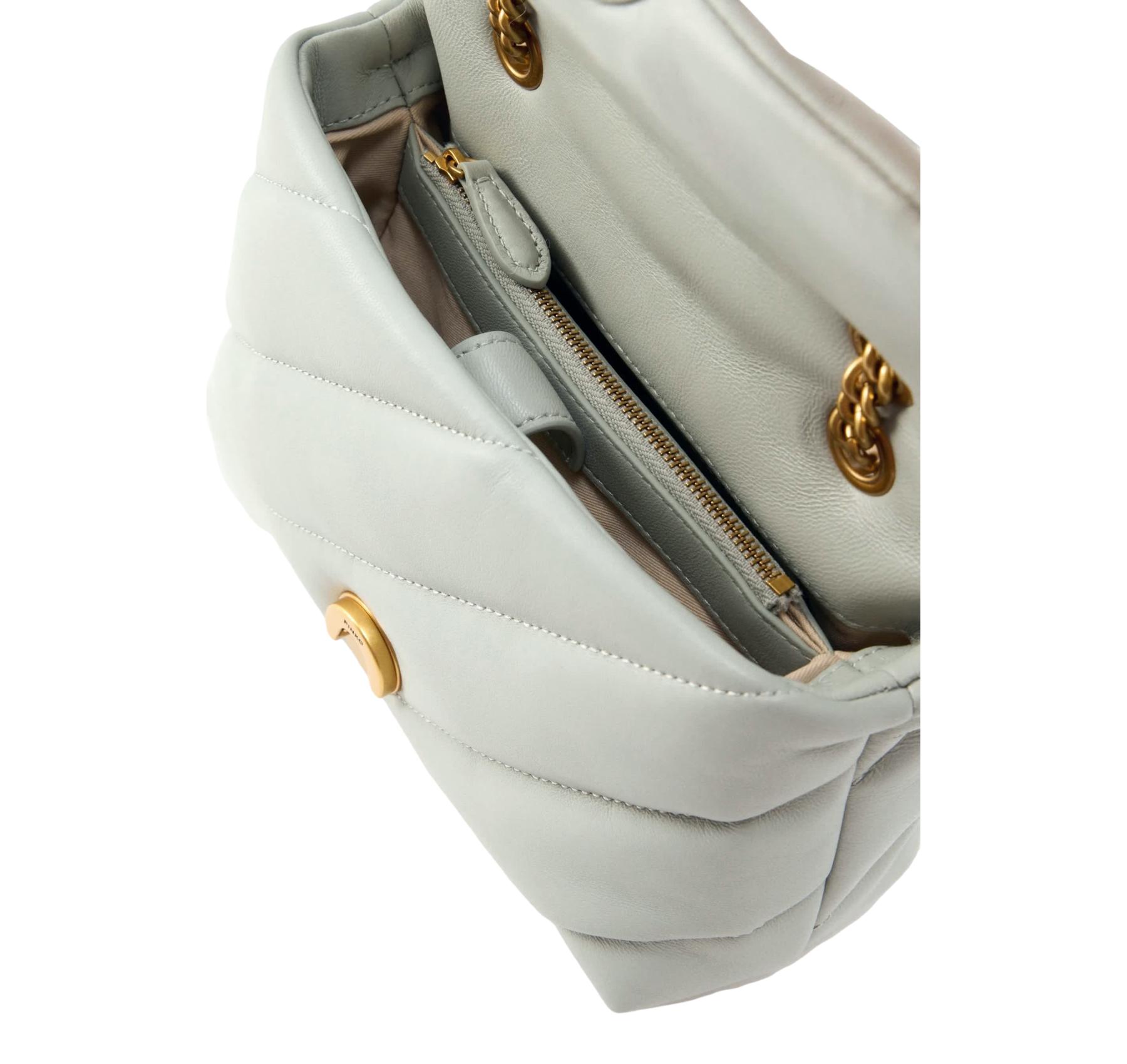 PINKO Borsa Donna Love Puff Mini Cl Sheep Nappa 100039 Grigio Perla K32Q