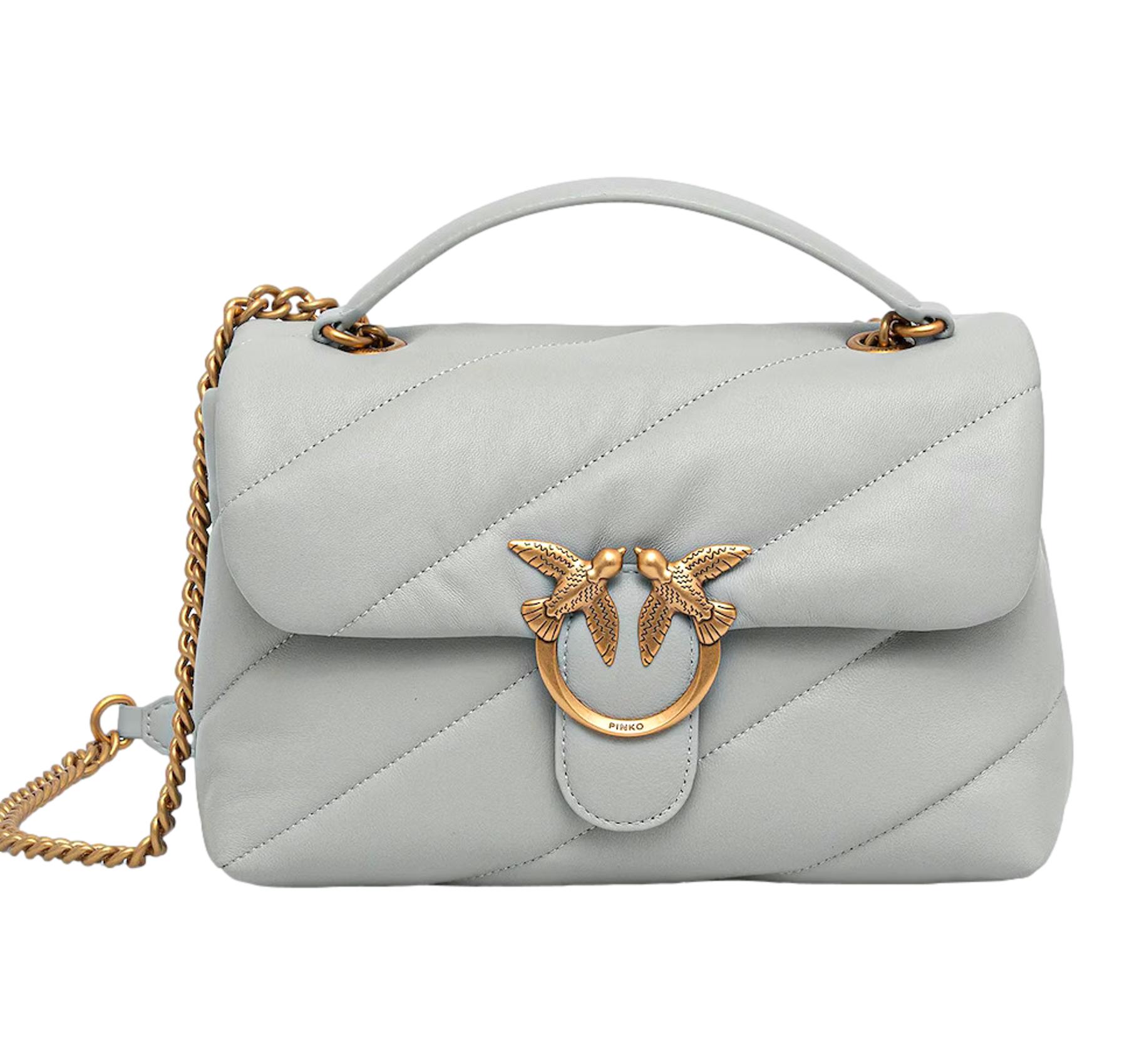 PINKO Borsa Donna Love Puff Classic Cl Sheep Nappa 100038 Grigio Perla K32Q