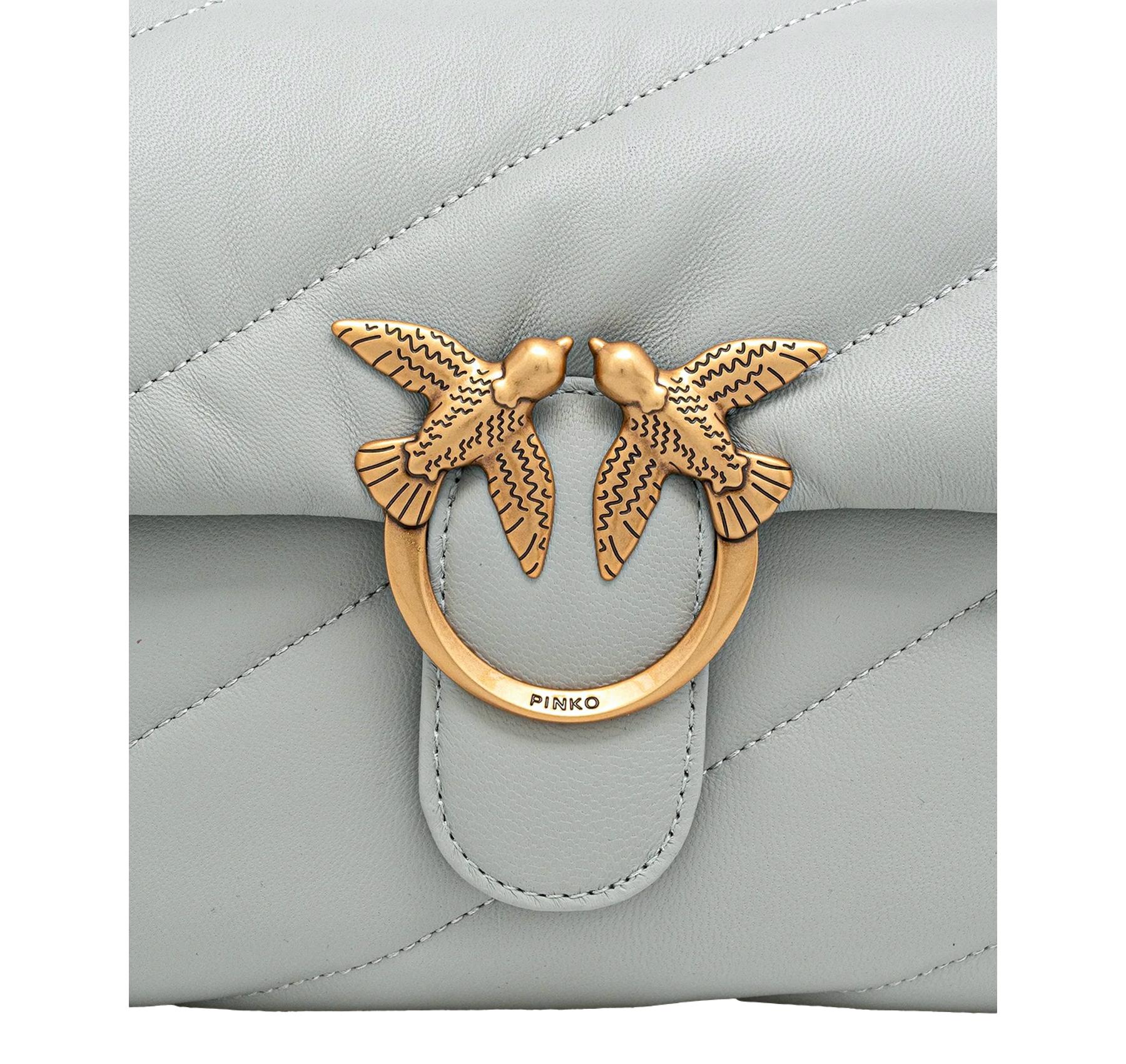 PINKO Borsa Donna Love Puff Classic Cl Sheep Nappa 100038 Grigio Perla K32Q