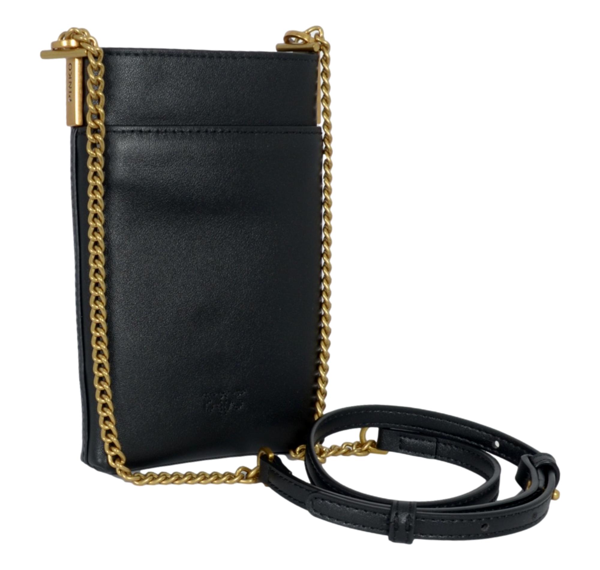 PINKO Porta Cellulare Donna In Pelle Con Catenella 106403 Colore Nero Z99Q