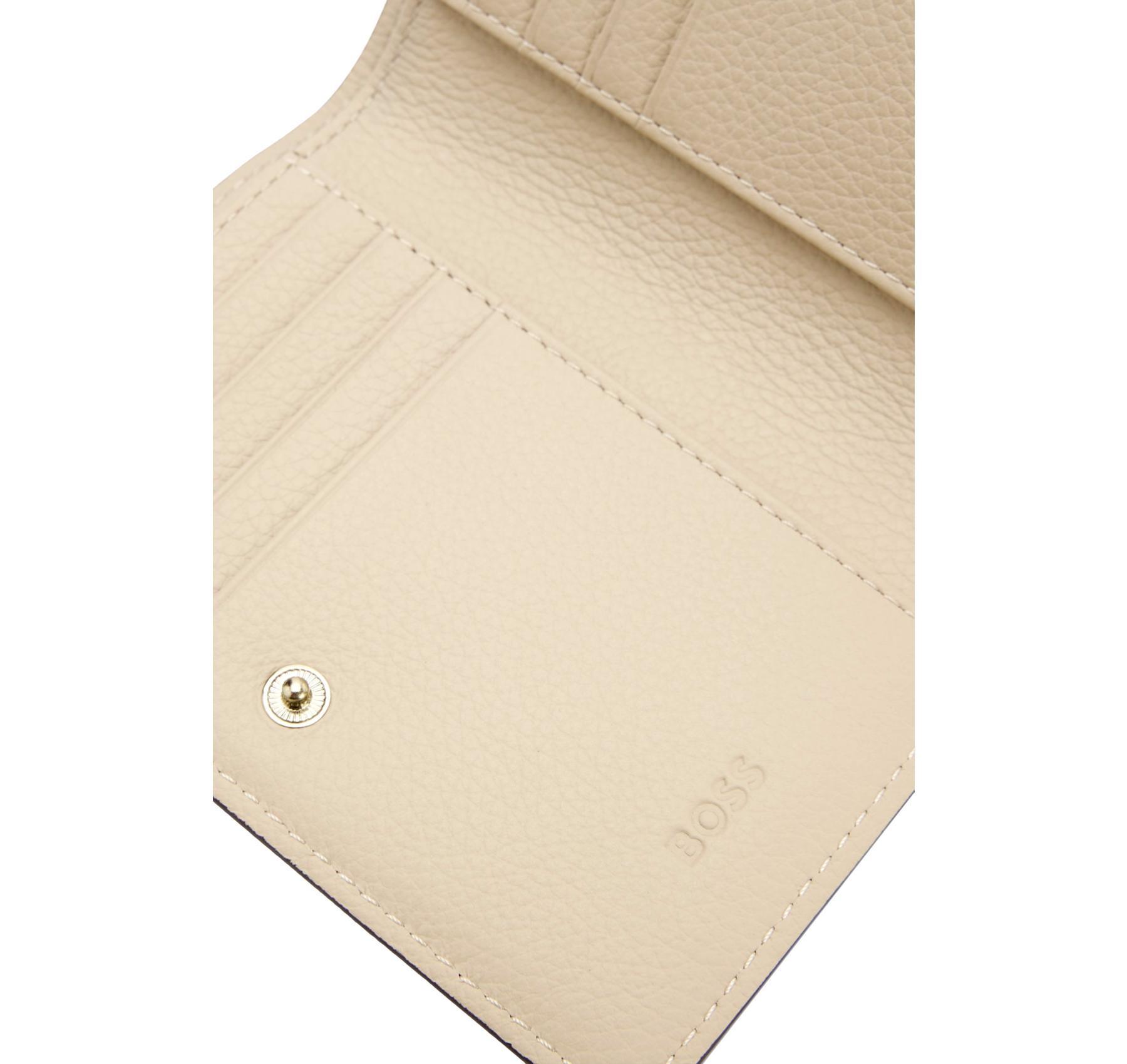 BOSS Portafoglio Donna Lenah Small Wallet 50558032 Pelle Martellata Colore Beige Chiaro
