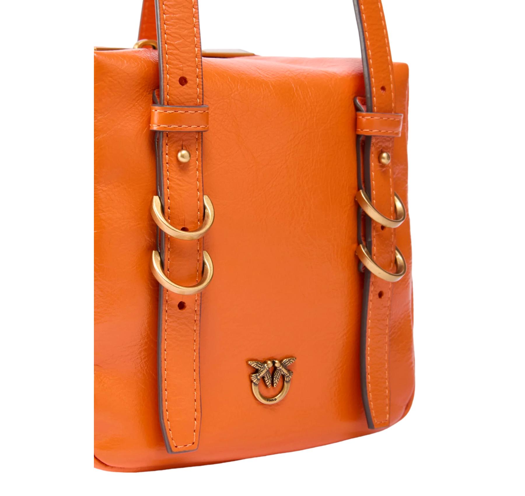 PINKO Borsa Donna Cubic Bag In Pelle Shiny 106465 A76Q Colore Arancione