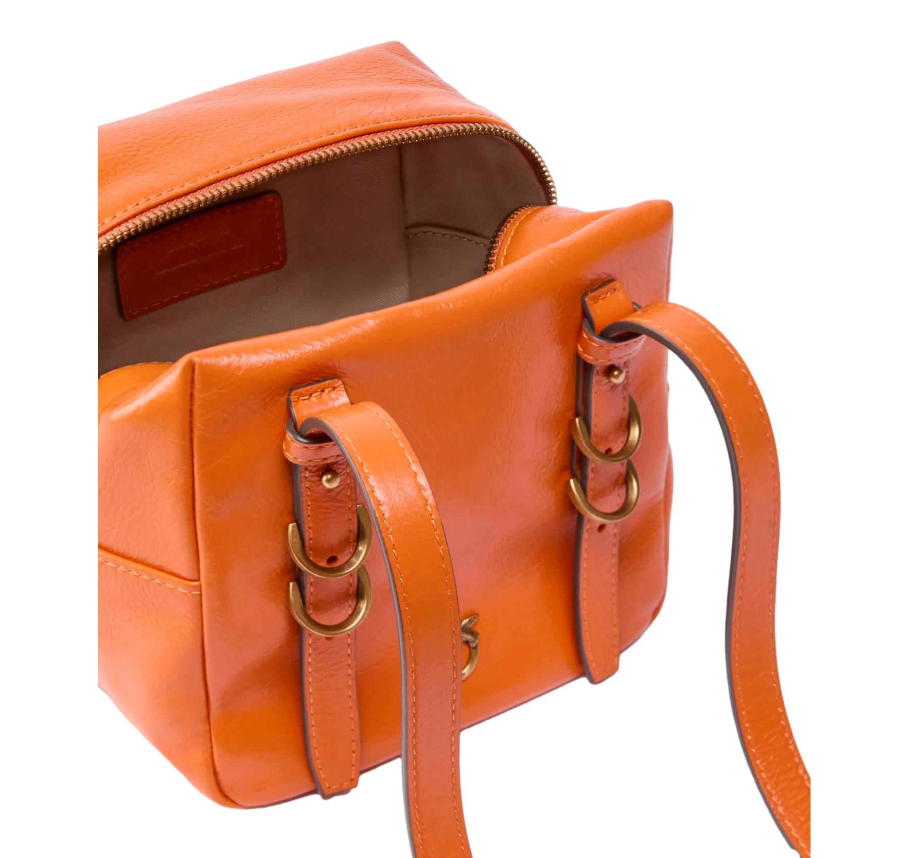 PINKO Borsa Donna Cubic Bag In Pelle Shiny 106465 A76Q Colore Arancione