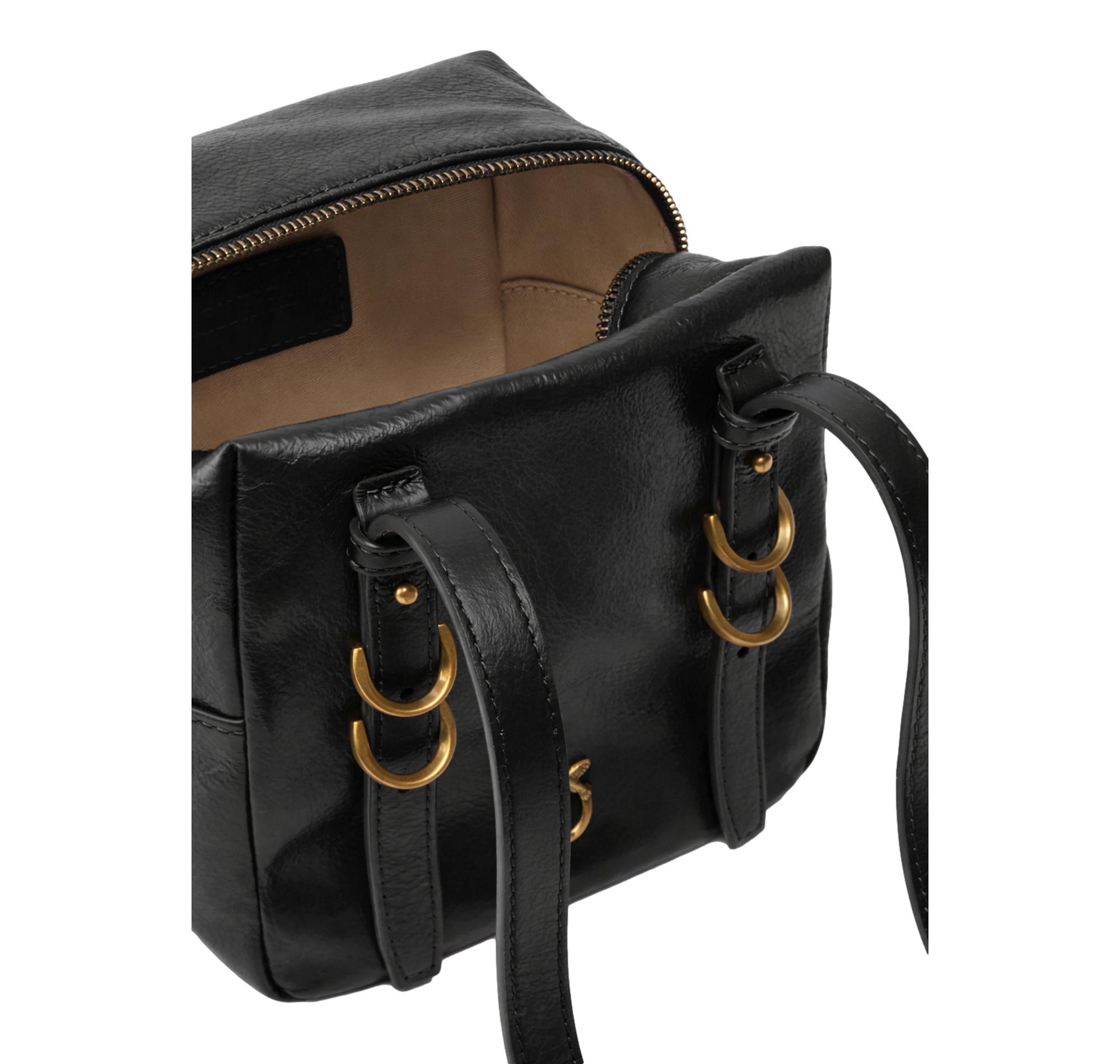 PINKO Borsa Donna Cubic Bag In Pelle Shiny 106465 Z99Q Colore Nero