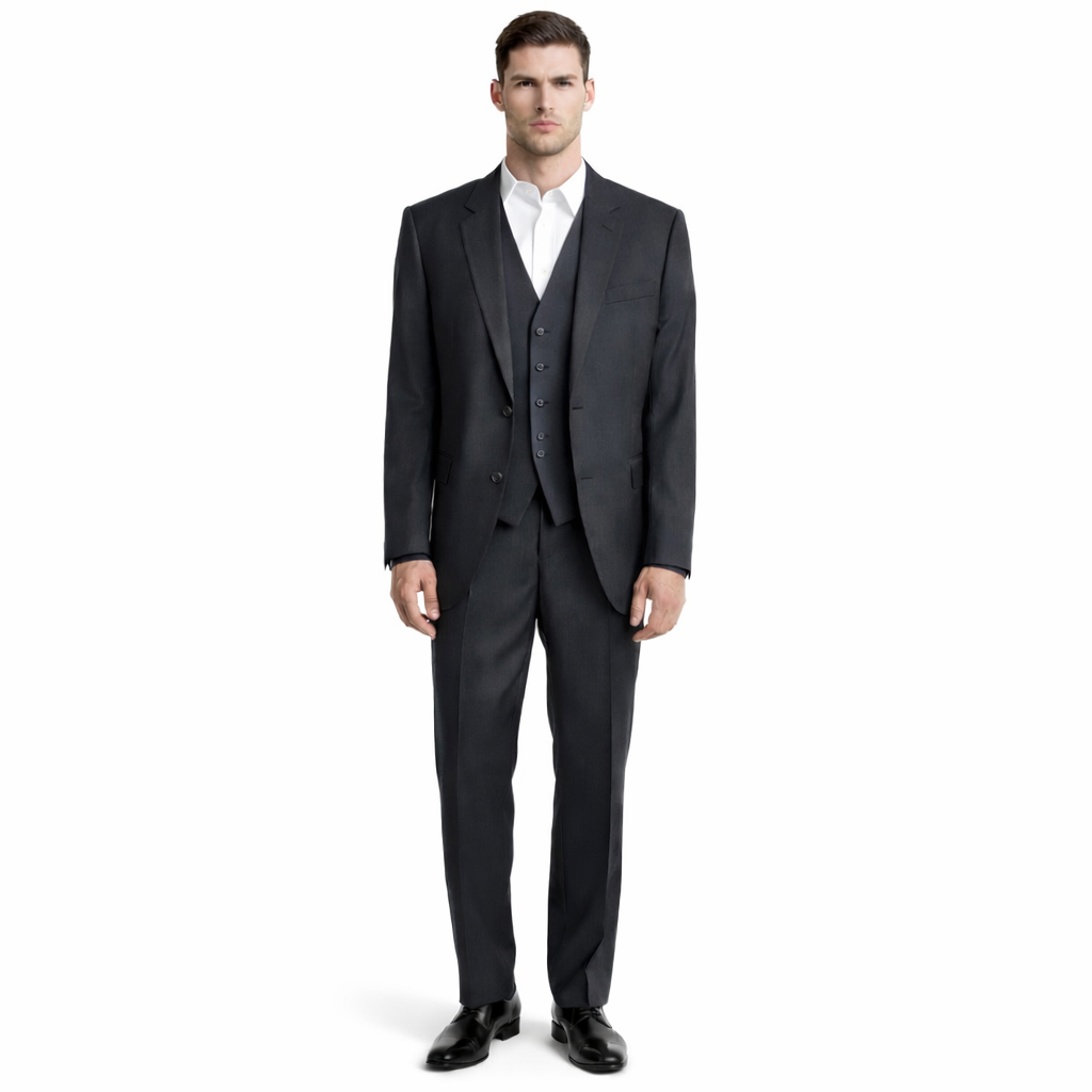 HUGO BOSS Abito Uomo con Gilet Nero 100% Lana Regular Fit 50219987