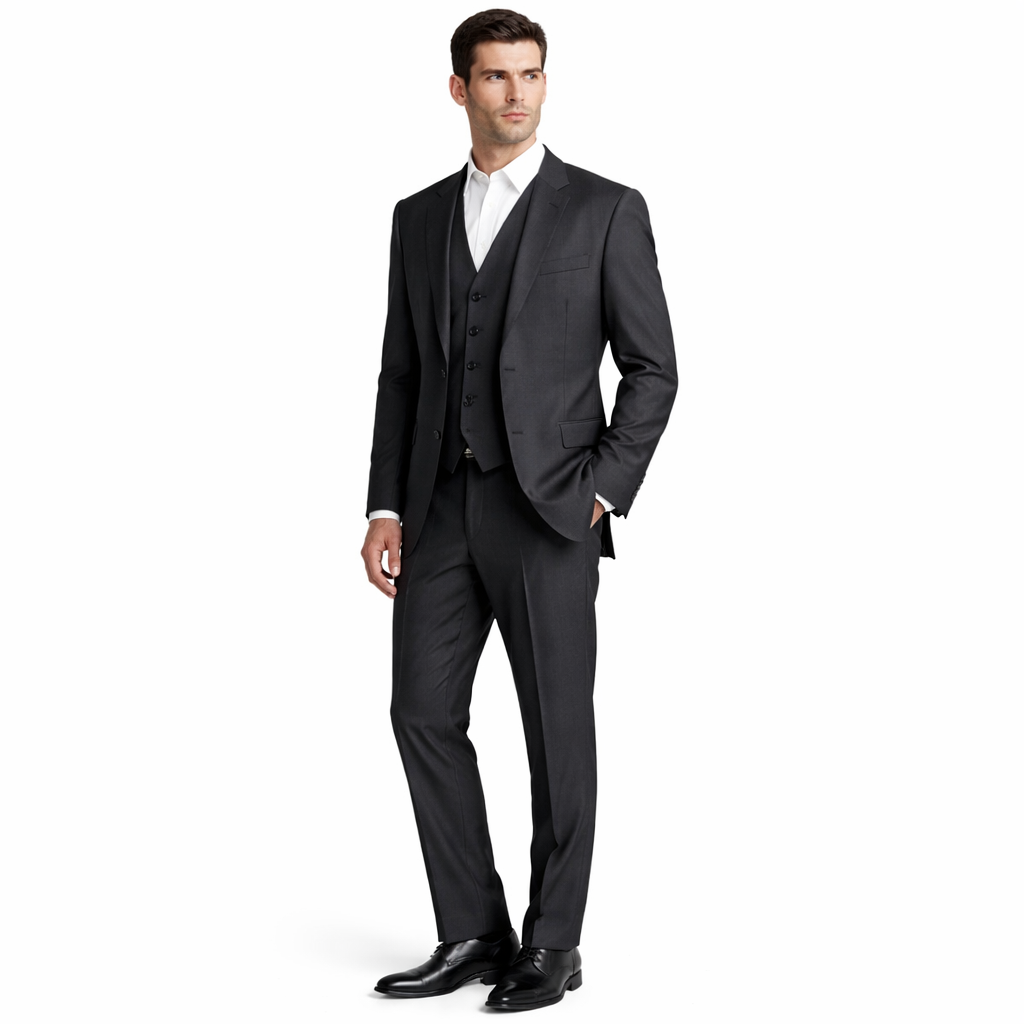 HUGO BOSS Abito Uomo con Gilet Nero 100% Lana Regular Fit 50219987