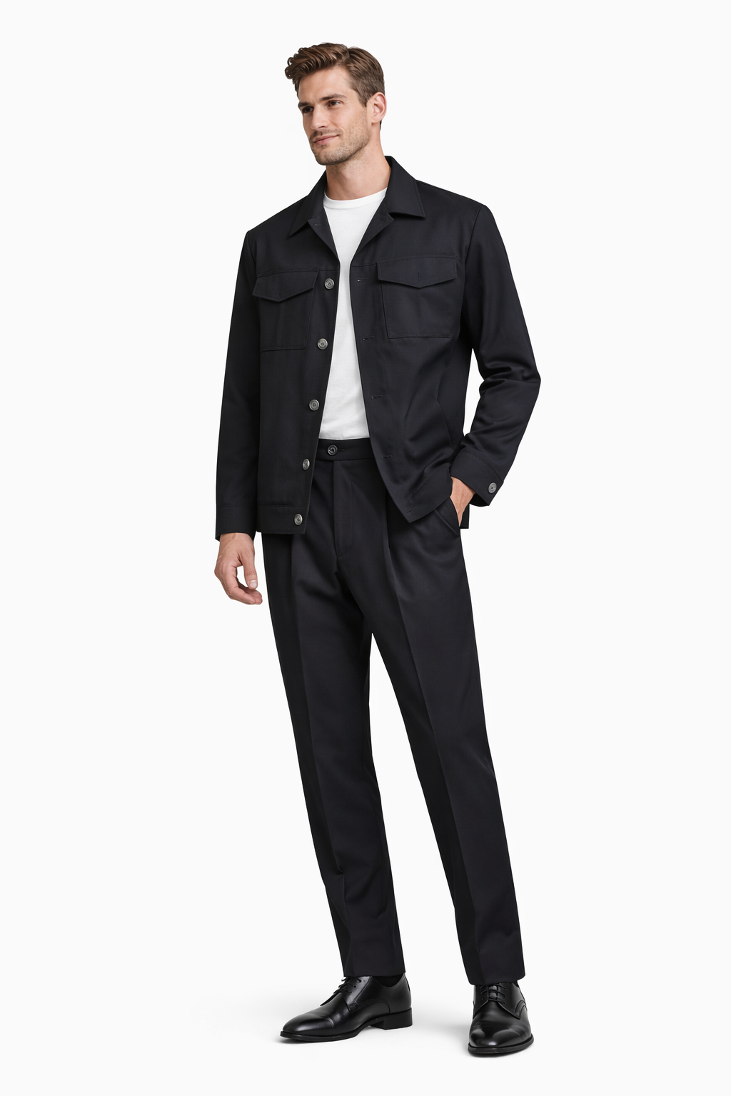 SIMBOLS Shirt-Jacket Uomo Nero Completo Destrutturato A21100 090