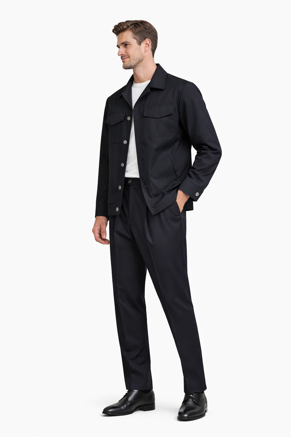 SIMBOLS Shirt-Jacket Uomo Nero Completo Destrutturato A21100 090