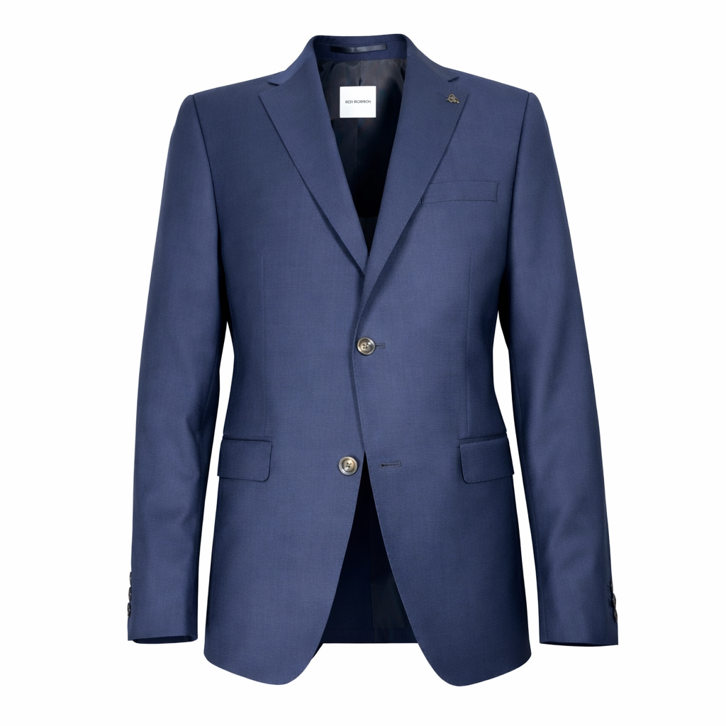 ROY ROBSON Giacca Uomo 55021 Blu Regular Fit Fresco Pura Lana