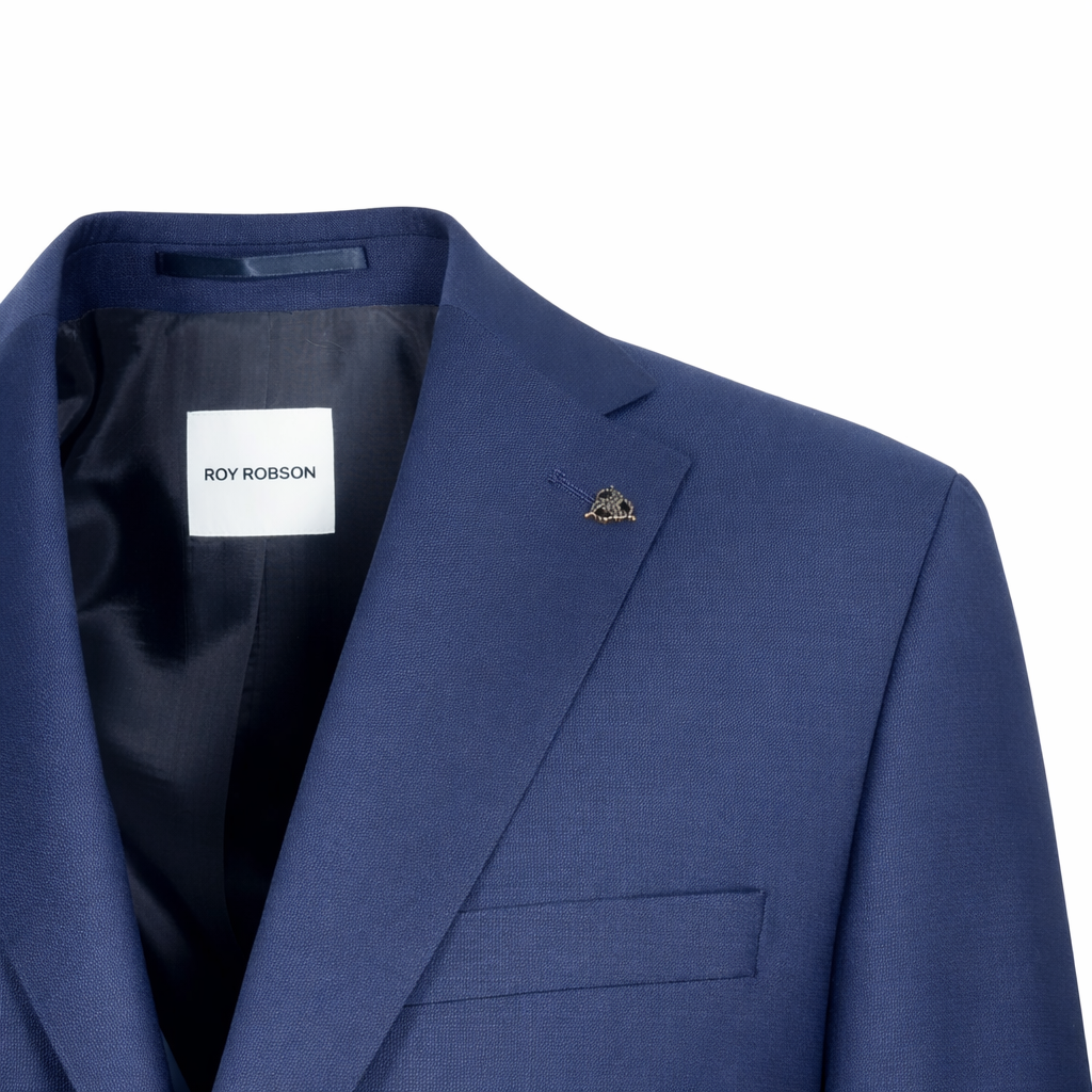 ROY ROBSON Giacca Uomo 55021 Blu Regular Fit Fresco Pura Lana