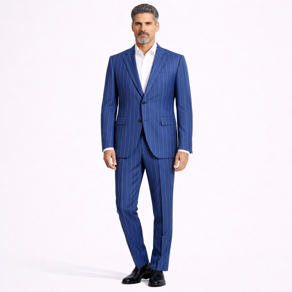 SIMBOLS Abito Uomo Gessato Blu A10600L Made in Italy