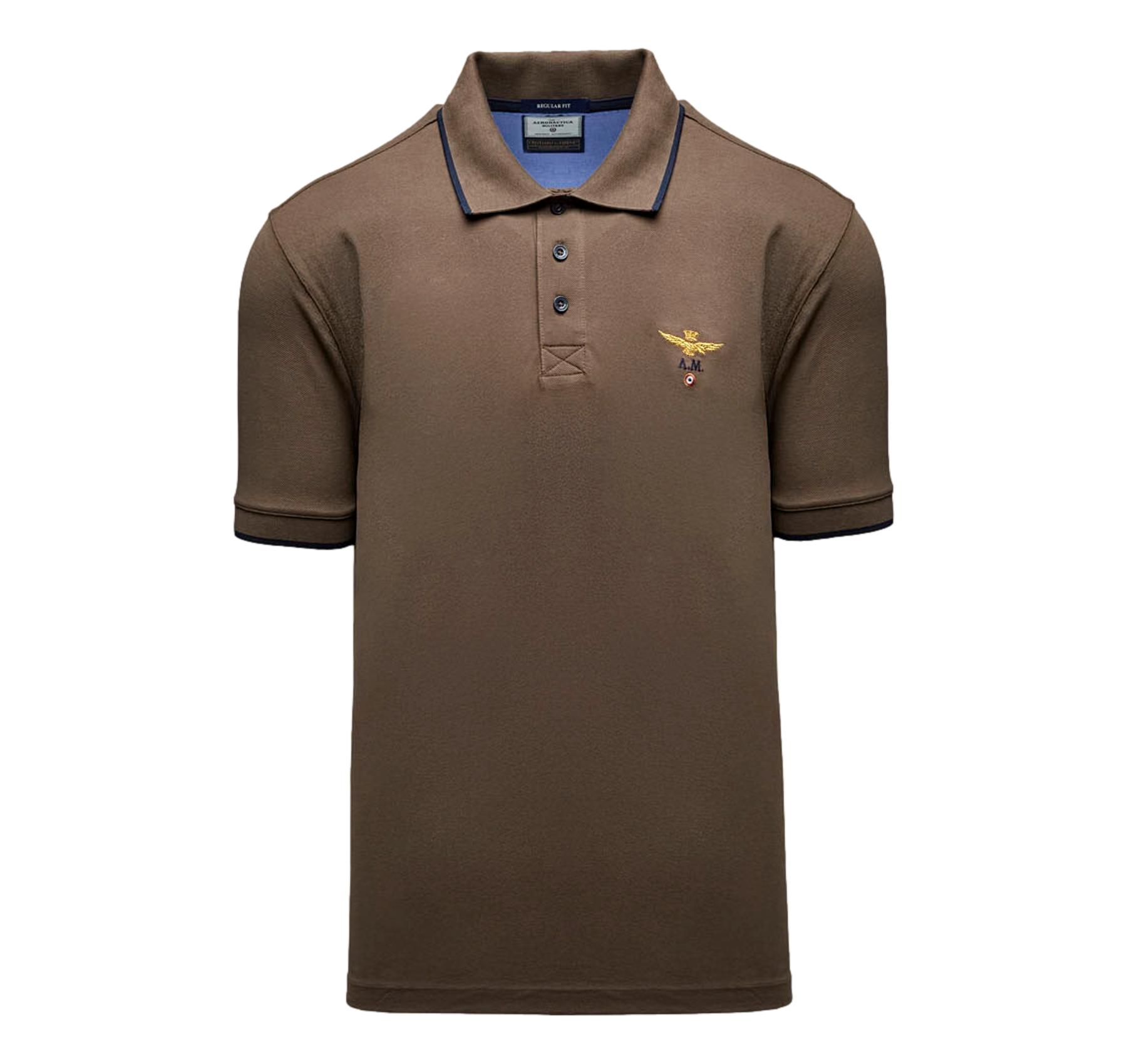 AERONAUTICA MILITARE Polo Uomo In Piqué Di Cotone 261PO1308UP00082 Colore Marrone