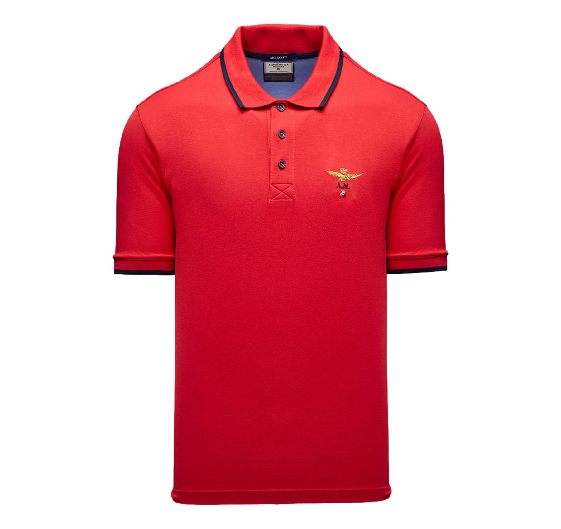 AERONAUTICA MILITARE Polo Uomo In Piqué Di Cotone 261PO1308UP00082 Colore Rosso
