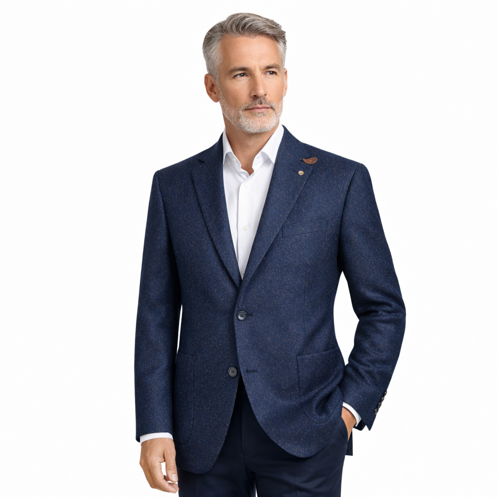 ROY ROBSON Giacca Uomo Regular Fit in Lana Mista con Tasche a Toppe Colore Blu