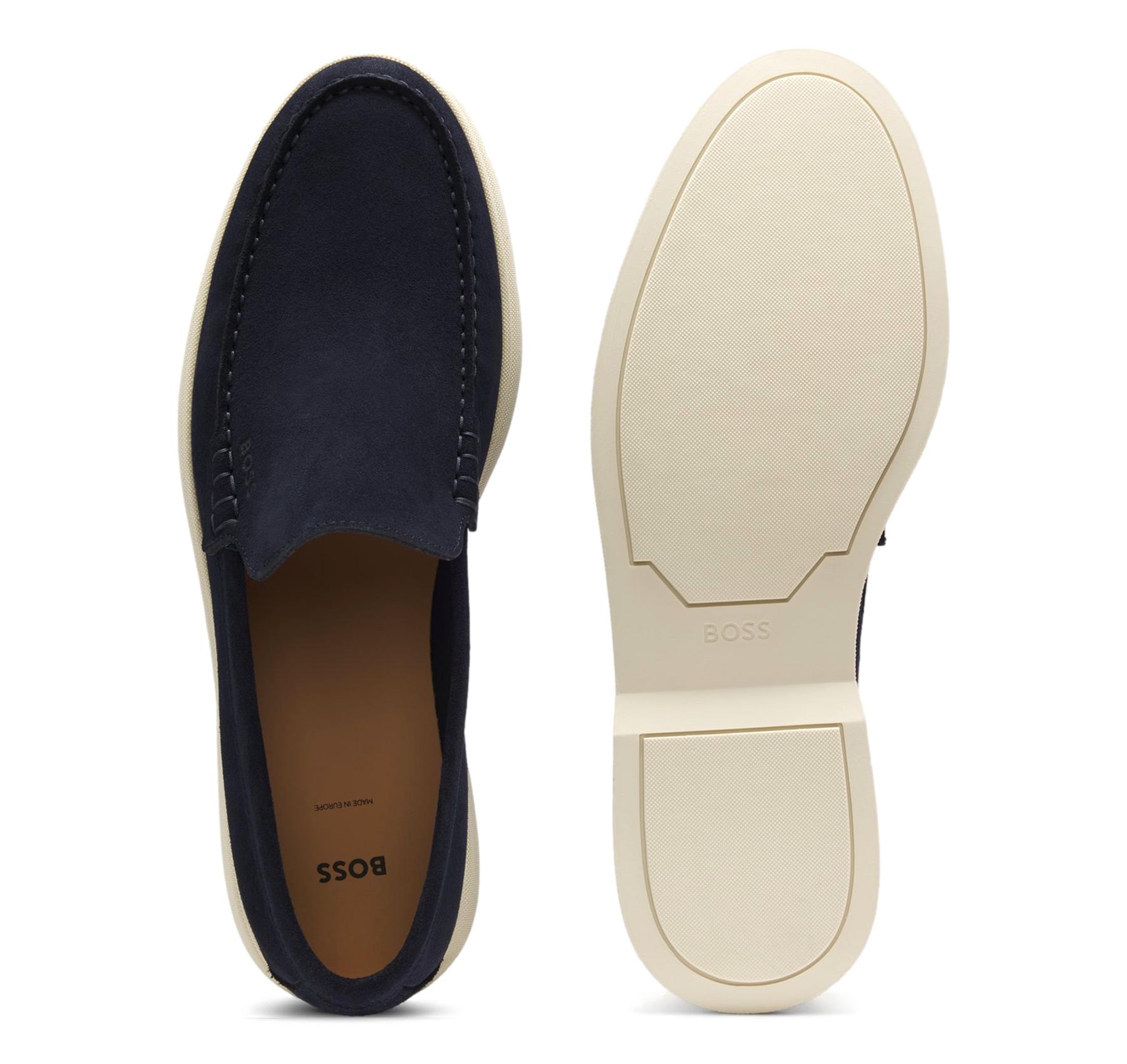 BOSS Mocassini Uomo In Pelle Scamosciata Sienne Loaf Sd N 50543083 Colore Blu Scuro