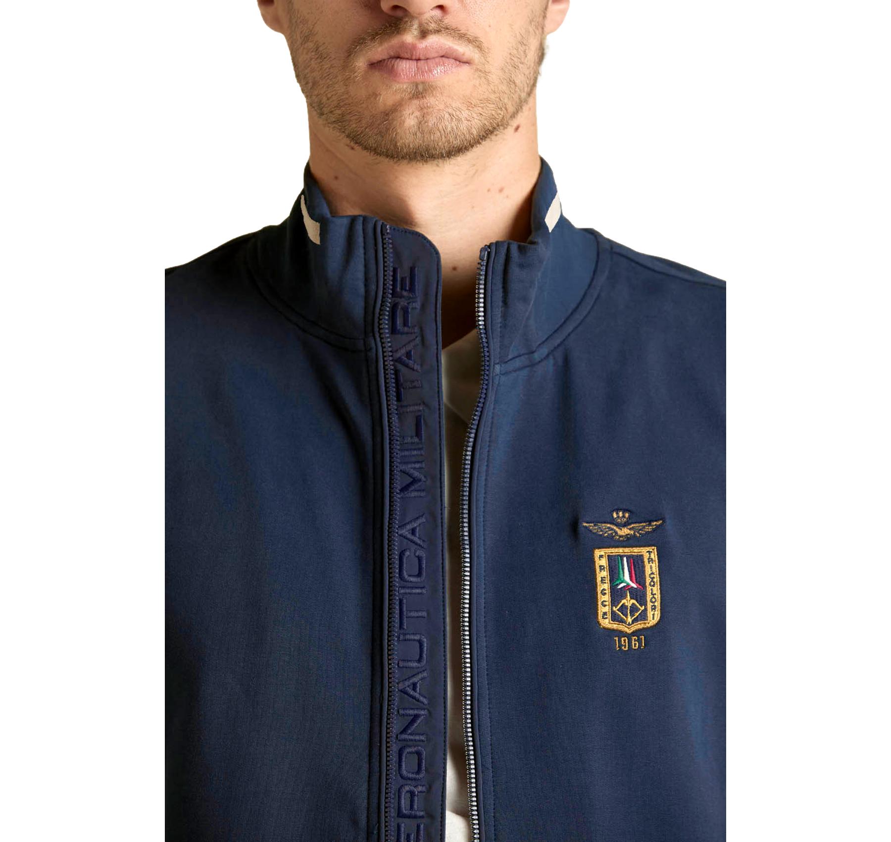 AERONAUTICA MILITARE Felpa Uomo In Cotone Frecce Tricolori 261FE2089UF00674 Colore Blu Navy