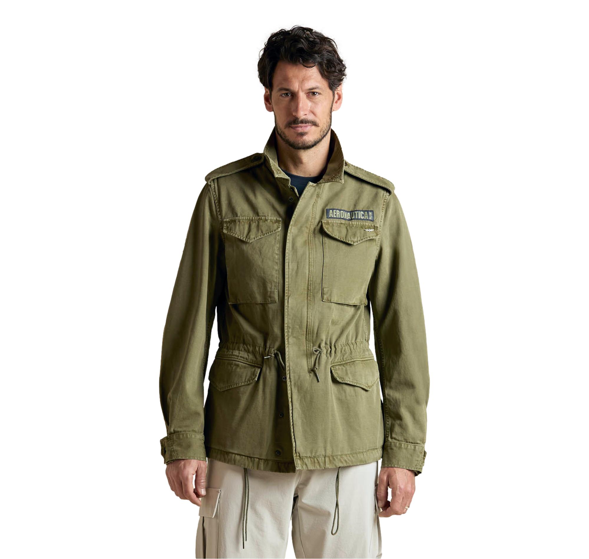 AERONAUTICA MILITARE Field Jacket Uomo In Cotone AB3044UCT04233 Colore Verde Militare