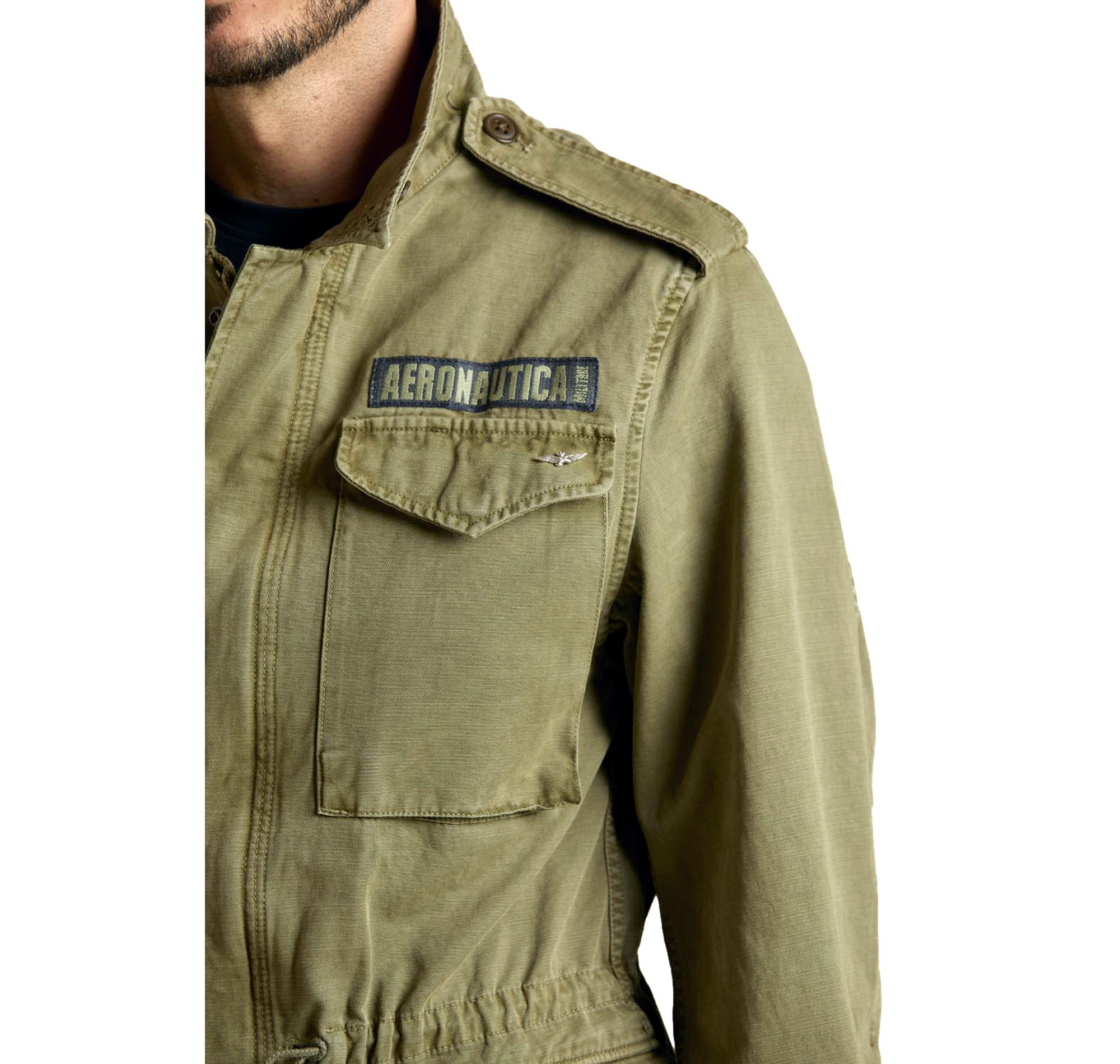 AERONAUTICA MILITARE Field Jacket Uomo In Cotone AB3044UCT04233 Colore Verde Militare