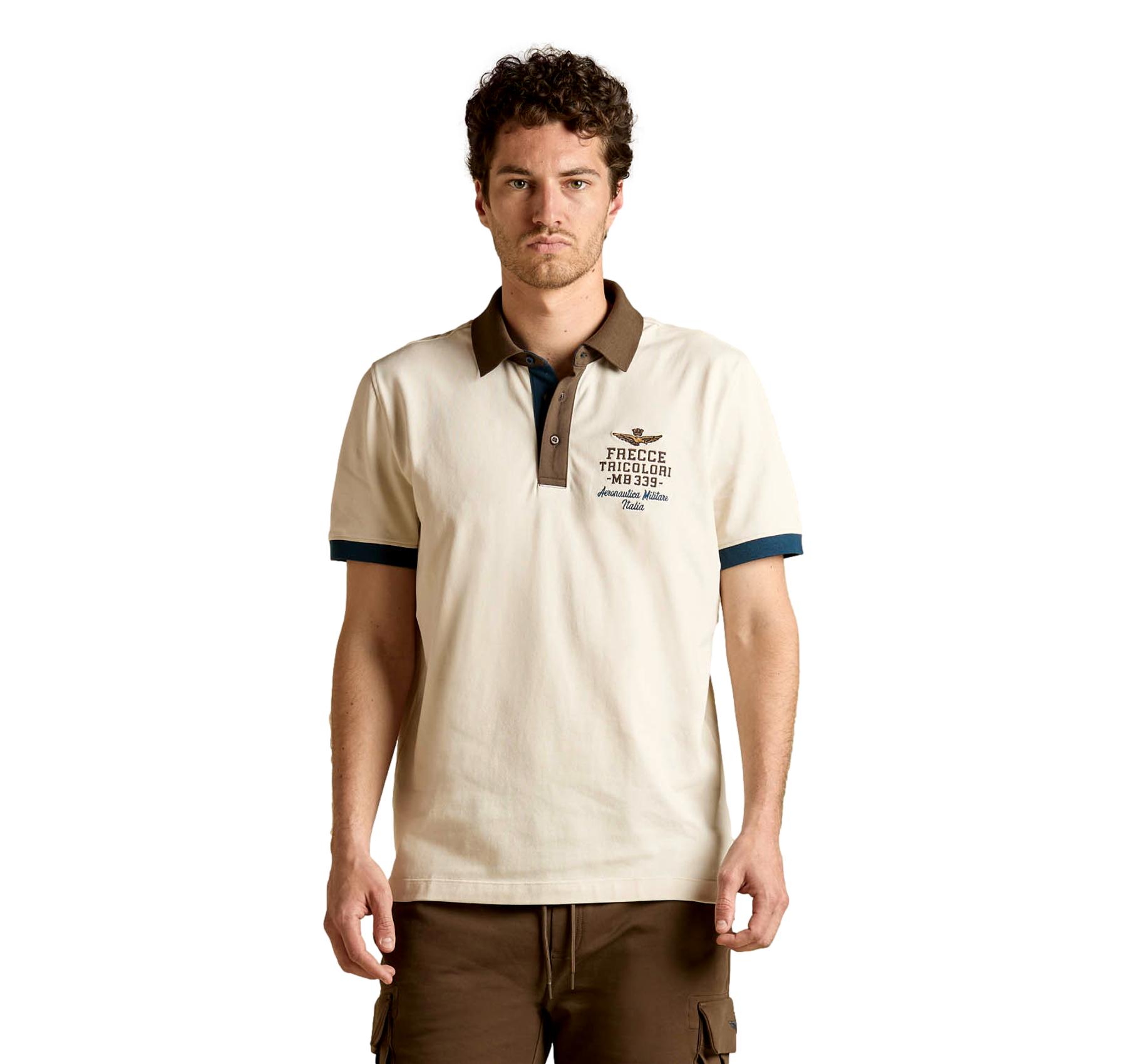 AERONAUTICA MILITARE Polo Uomo Con Ricami Frecce Tricolori 261PO1908UP00191 Colore Beige Chiaro