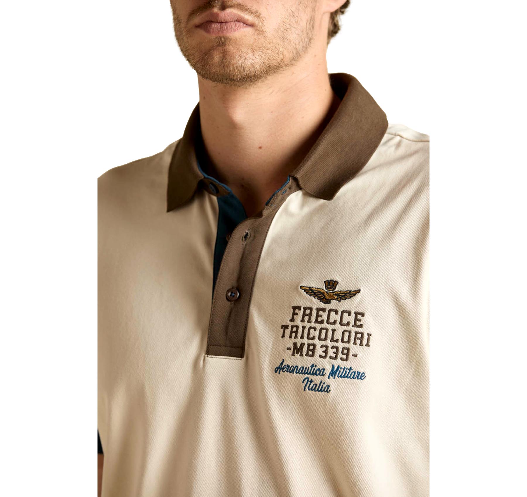AERONAUTICA MILITARE Polo Uomo Con Ricami Frecce Tricolori 261PO1908UP00191 Colore Beige Chiaro