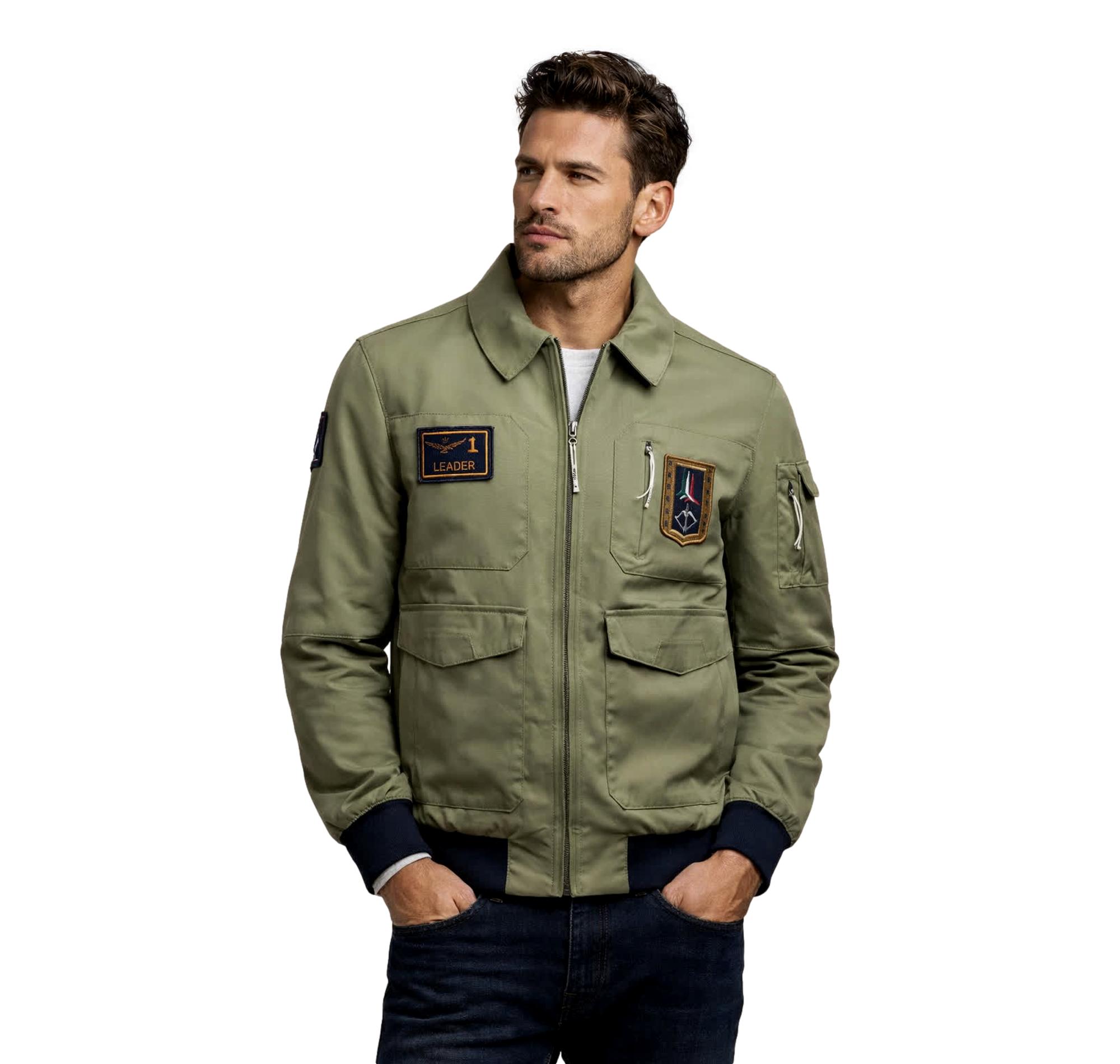 AERONAUTICA MILITARE Giacca Pilot Uomo Tecnica Con Patch AB3049UCT04290 Colore Verde Militare