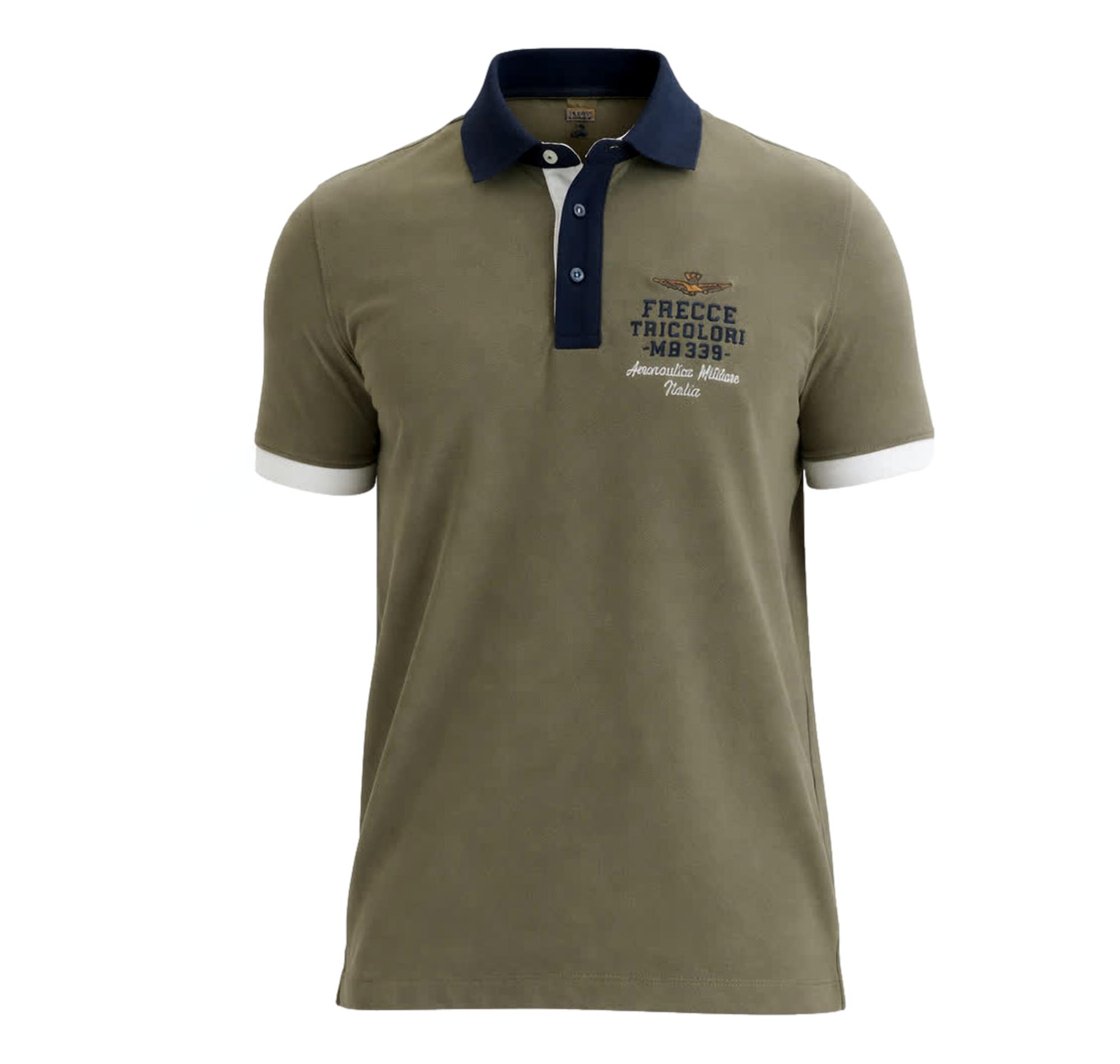 AERONAUTICA MILITARE Polo Uomo Con Ricami Frecce Tricolori PO1908UP00191 Colore Verde Militare