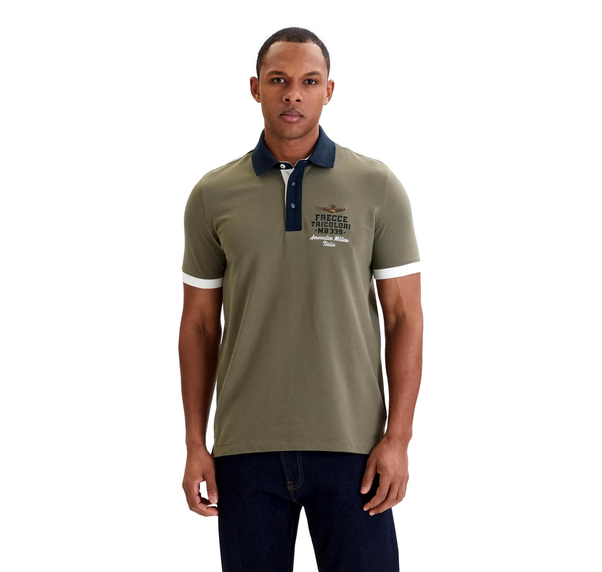 AERONAUTICA MILITARE Polo Uomo Con Ricami Frecce Tricolori PO1908UP00191 Colore Verde Militare