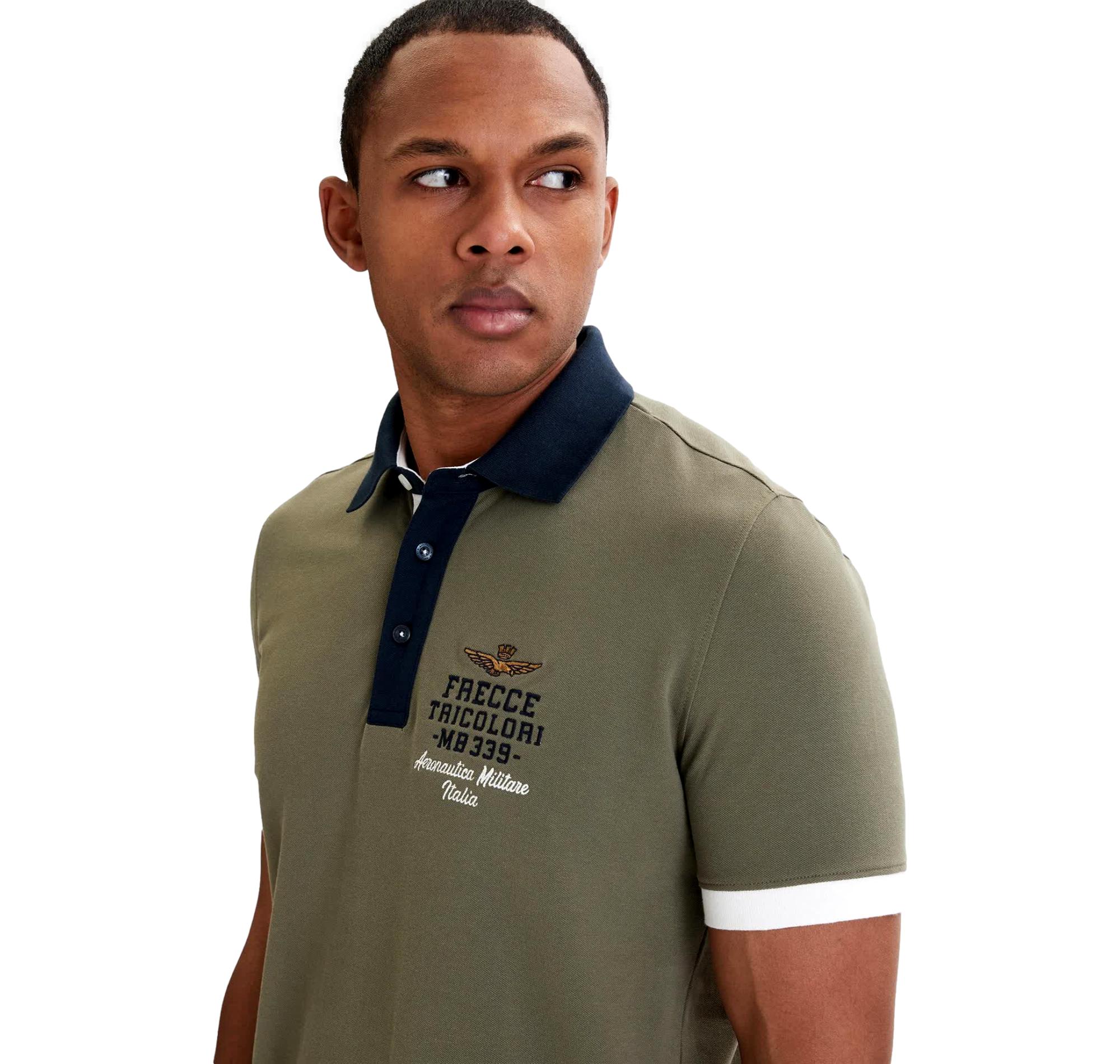 AERONAUTICA MILITARE Polo Uomo Con Ricami Frecce Tricolori PO1908UP00191 Colore Verde Militare