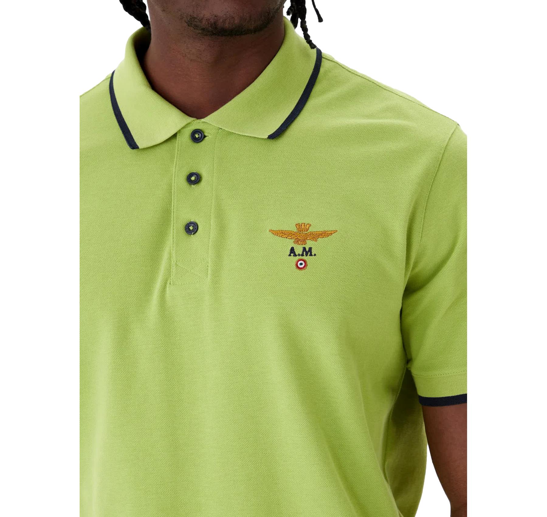 AERONAUTICA MILITARE Polo Uomo In Piqué Di Cotone 261PO1308UP00082 Colore Verde Chiaro
