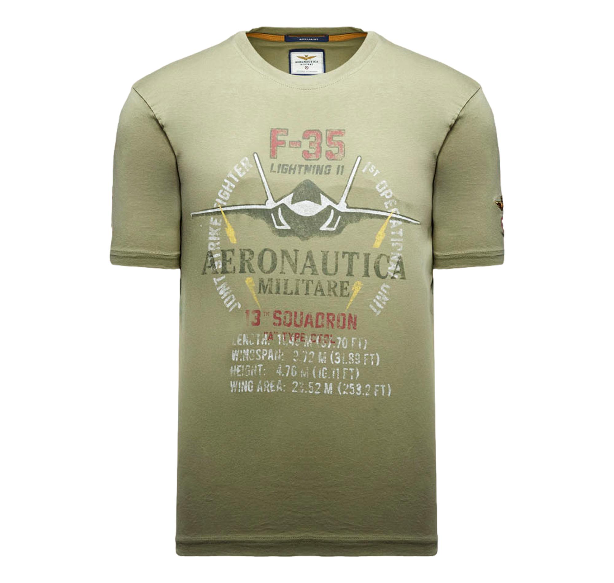 AERONAUTICA MILITARE T Shirt Uomo In Cotone Con Stampa F 35 TS2536UJ00641 Colore Verde