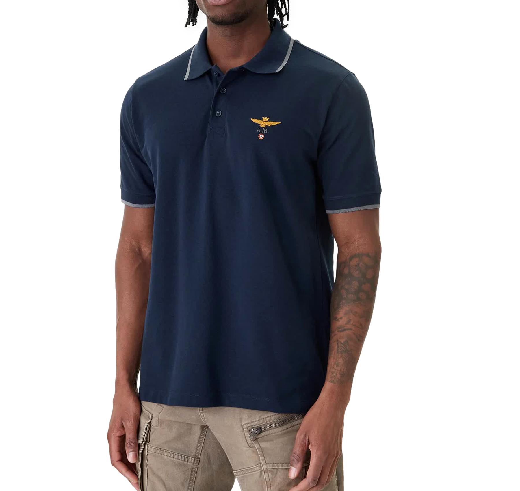 AERONAUTICA MILITARE Polo Uomo In Piqué Di Cotone 261PO1308UP00082 Colore Blu