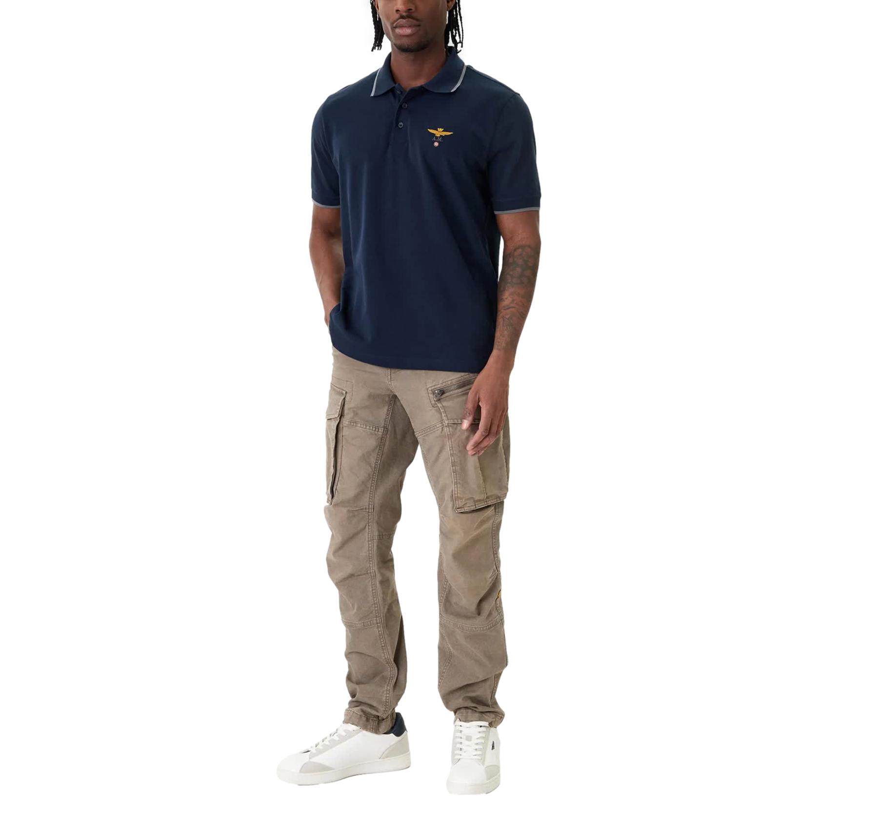 AERONAUTICA MILITARE Polo Uomo In Piqué Di Cotone 261PO1308UP00082 Colore Blu