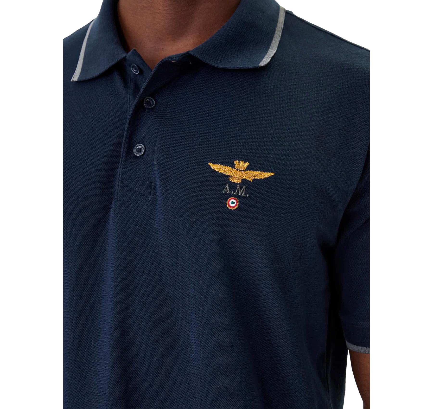 AERONAUTICA MILITARE Polo Uomo In Piqué Di Cotone 261PO1308UP00082 Colore Blu
