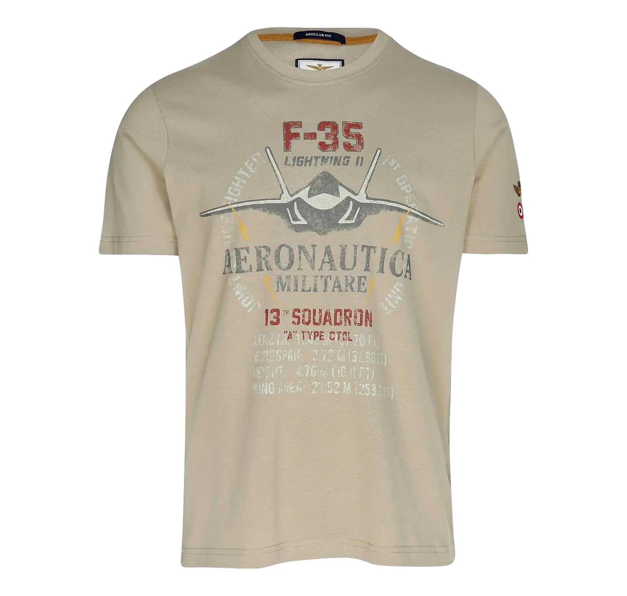 AERONAUTICA MILITARE T Shirt Uomo In Cotone Con Stampa F 35 TS2536UJ00641 Colore Beige