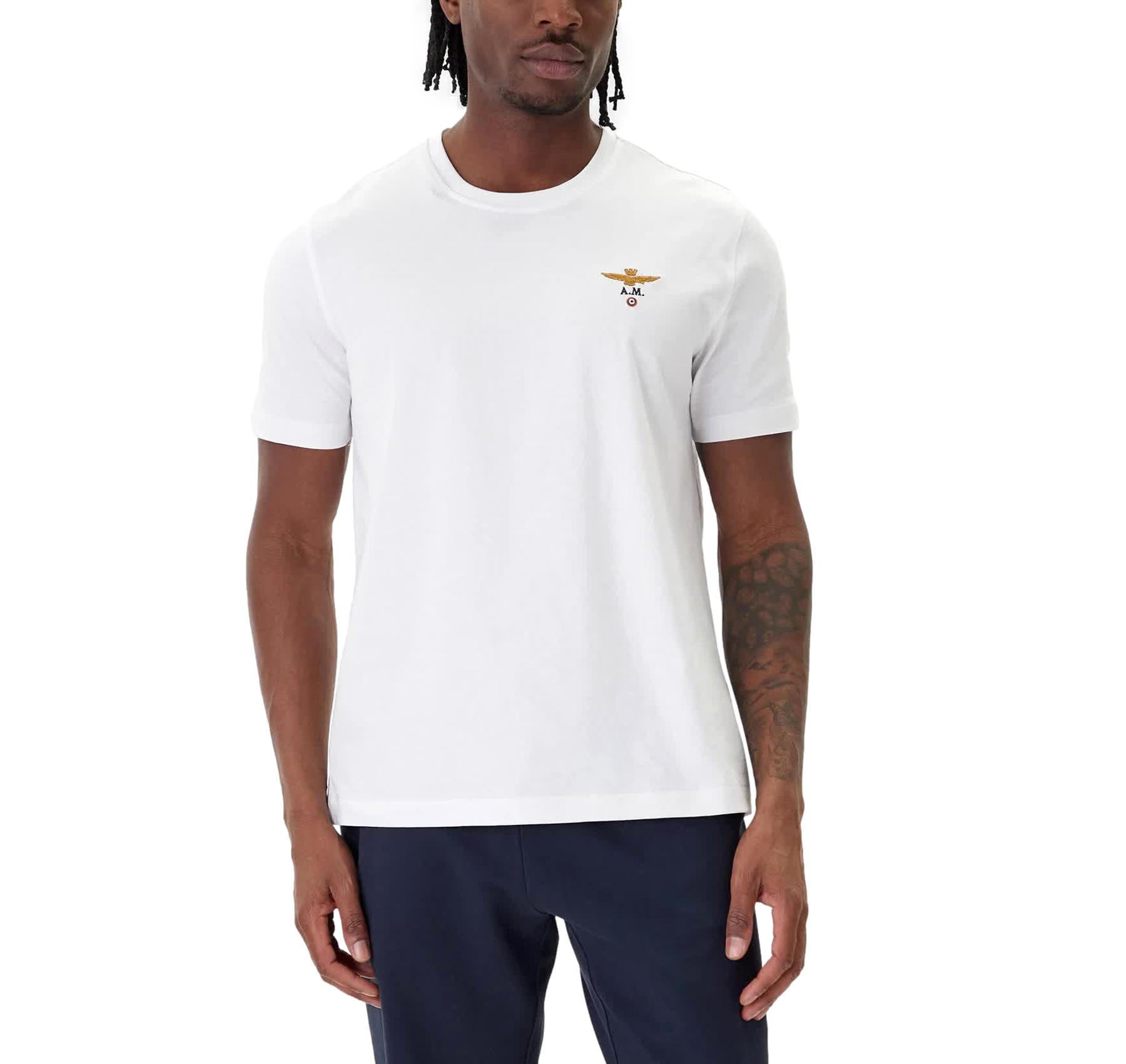 AERONAUTICA MILITARE T Shirt Uomo Girocollo Basica Manica Corta 261TS1580UJ00372 Colore Bianco