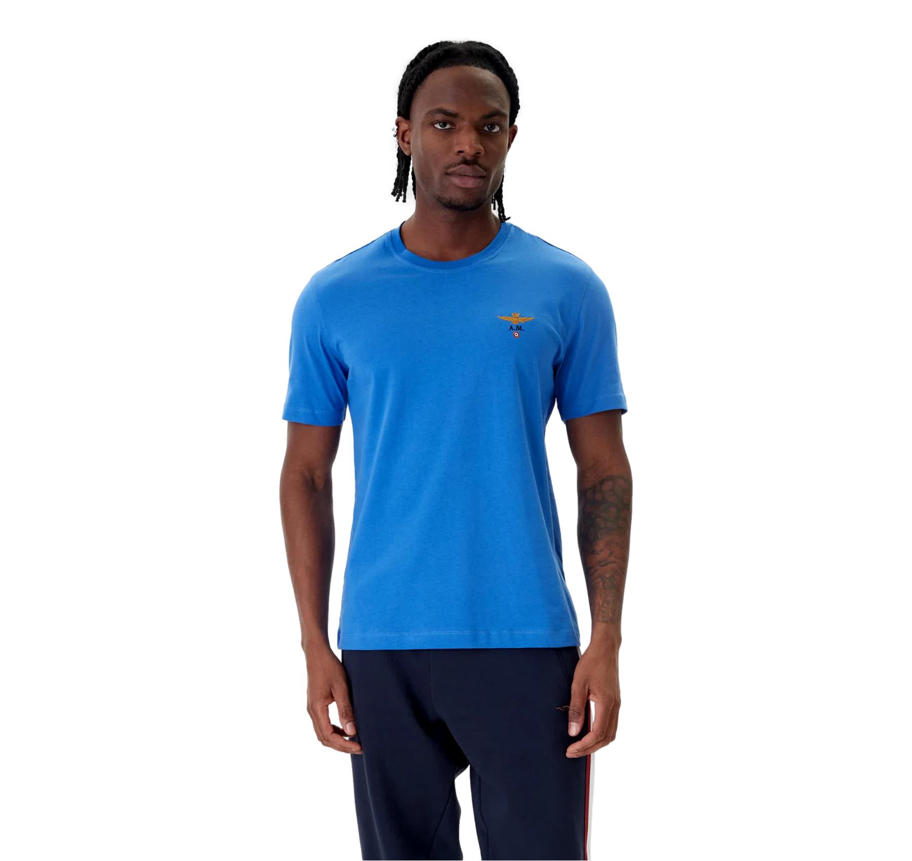 AERONAUTICA MILITARE T Shirt Uomo Girocollo Basica Manica Corta 261TS1580UJ00372 Colore Azzurro