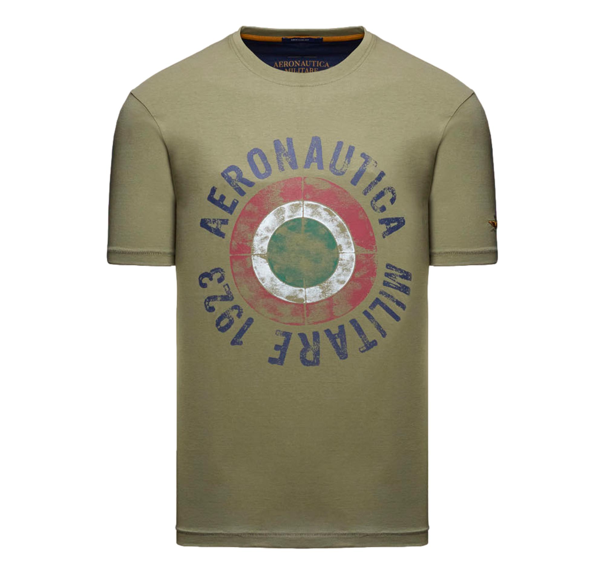 AERONAUTICA MILITARE T Shirt Uomo In Cotone Con Coccarda Tricolore TS2538UJ00727 Colore Verde