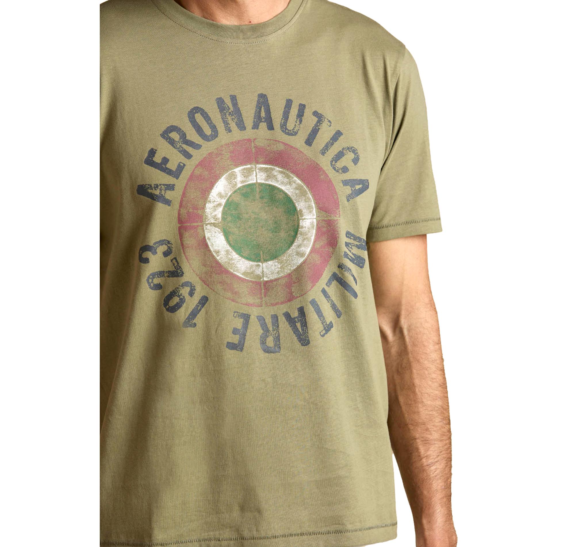 AERONAUTICA MILITARE T Shirt Uomo In Cotone Con Coccarda Tricolore TS2538UJ00727 Colore Verde